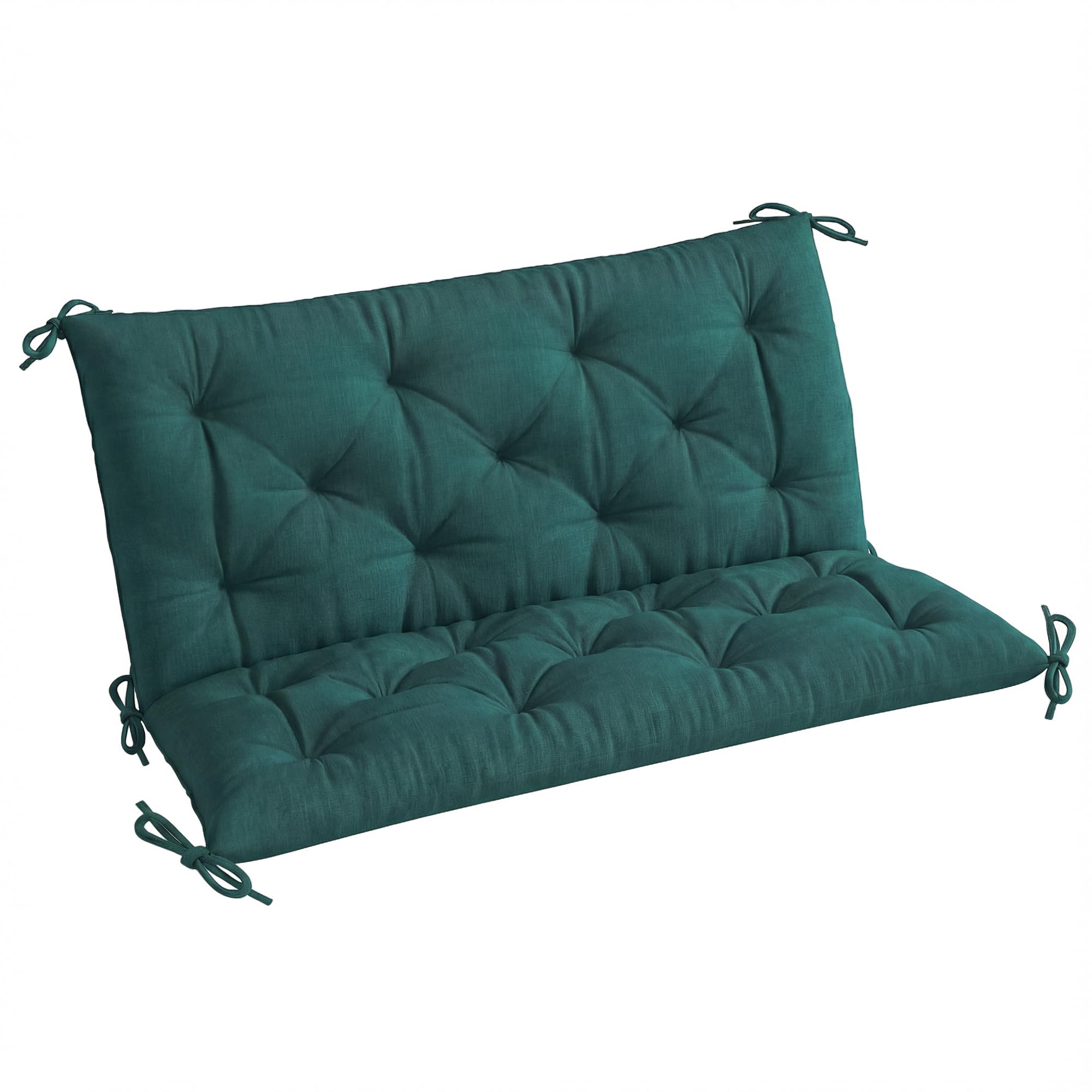 Outsunny 2 Seater Bench Pad, Garden Chair Cushion with Back and Ties for Indoor and Outdoor Use, 98 x 100 cm, Green โ image 1
