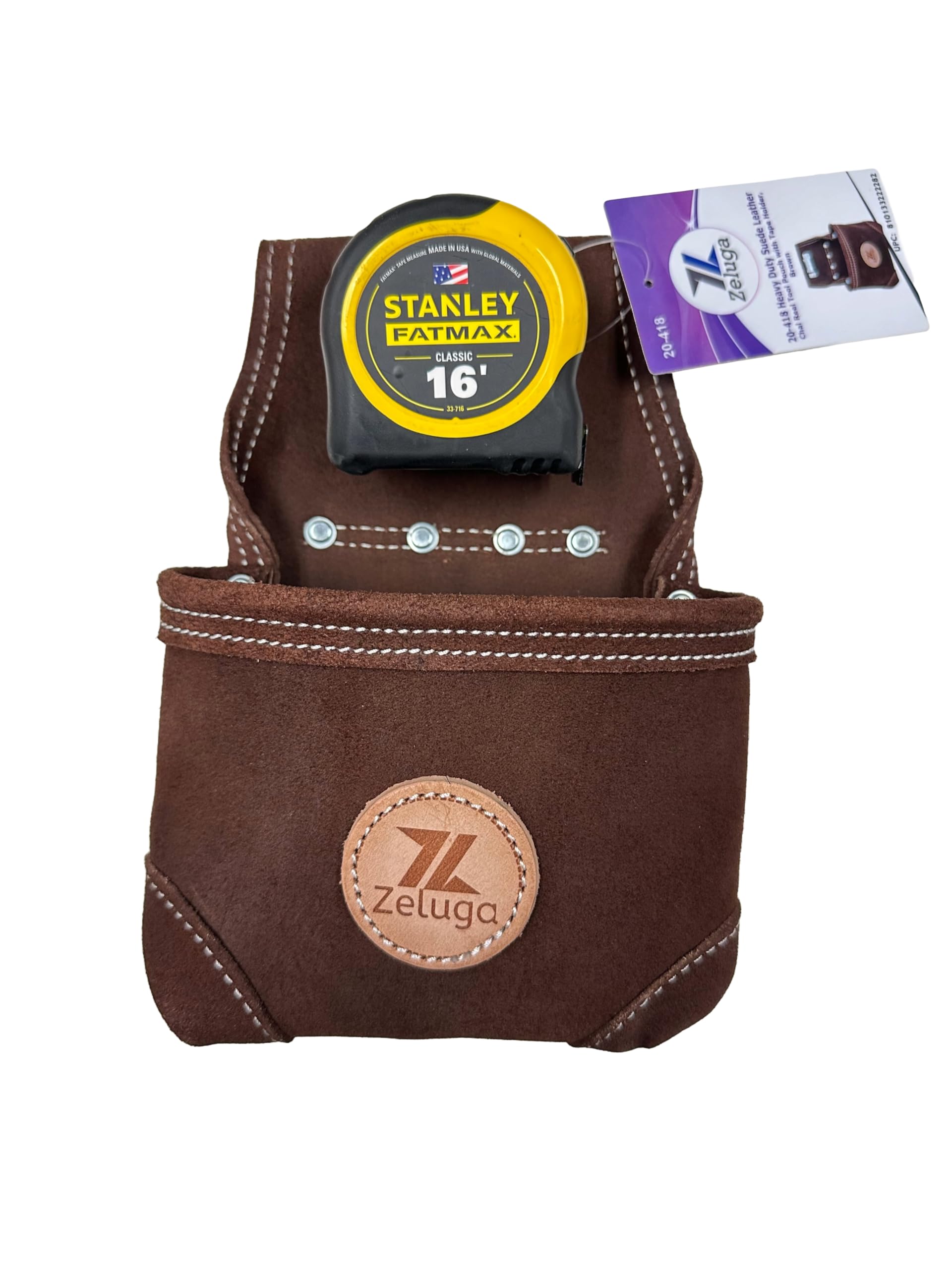 Zeluga 20-418 Heavy Duty Suede Leather Chalk Reel Tool Pouch with