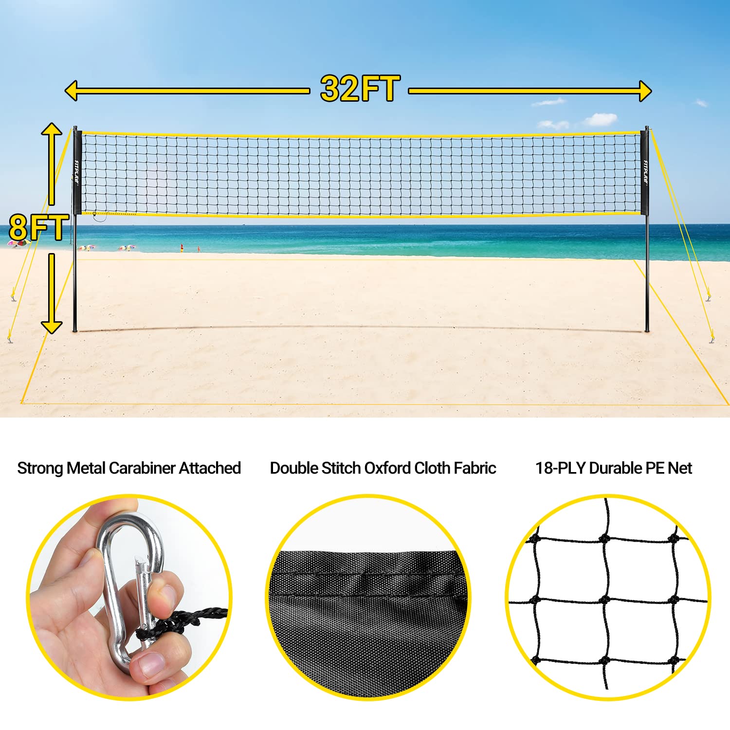 Vanku Volleyballnetz Set Mit Stangen Höhenverstell Produktbild-Vorschau 11