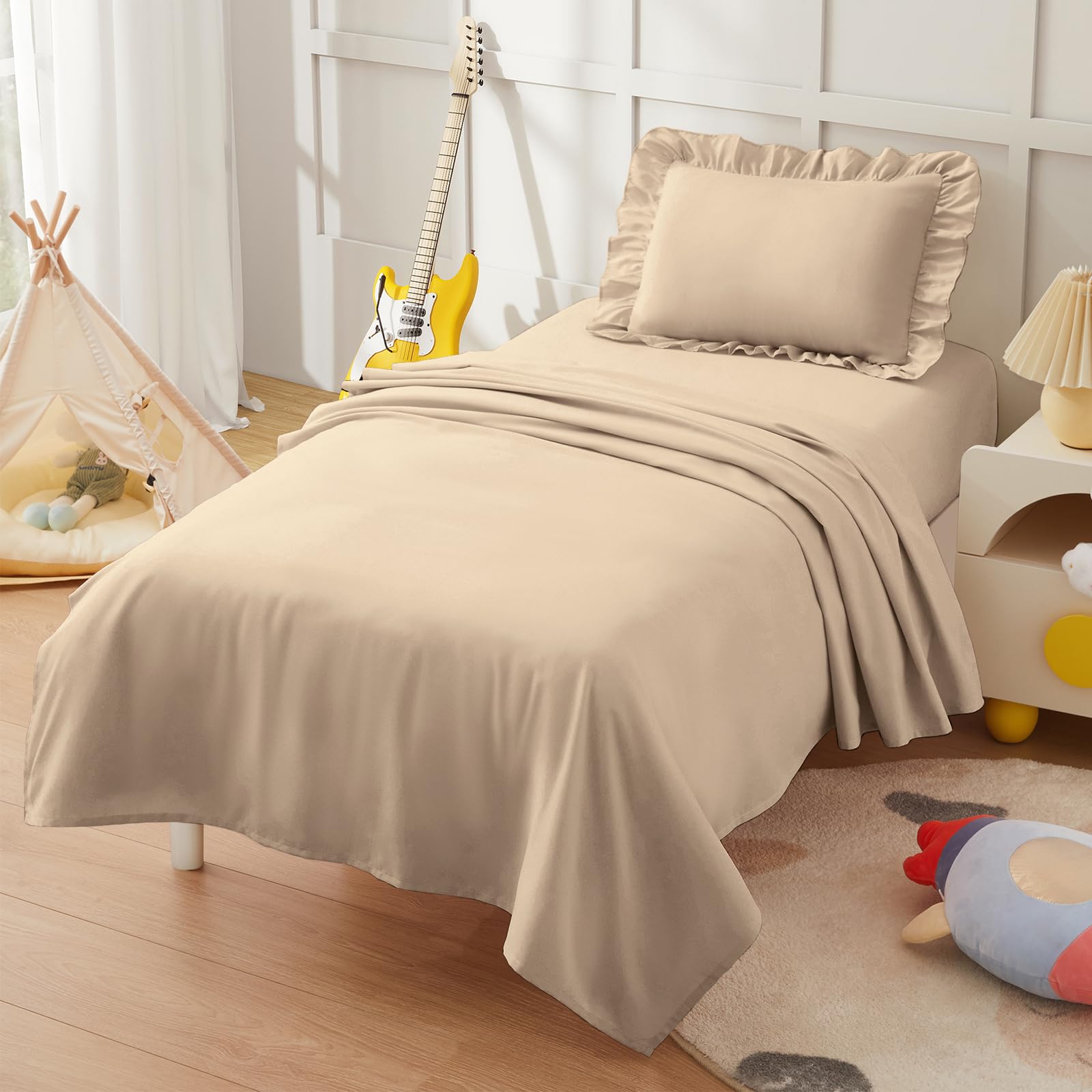 KKJIAF 3 Piece Khaki Toddler Sheet Set