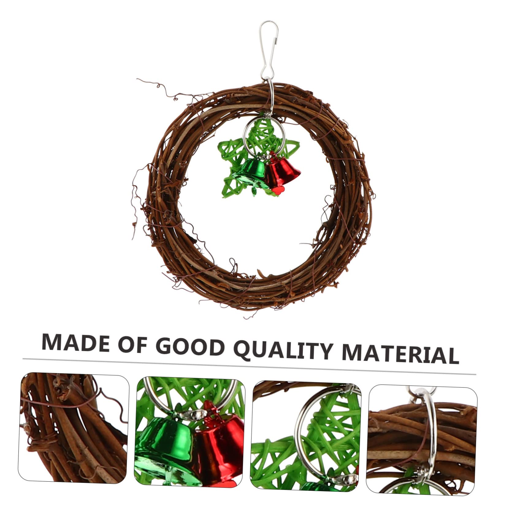 Beaupretty 3pièces Cage à Oiseaux avec Jouet Rattan pour Perruches Et Perroquets Balancement avec Cloches Et Décoration Murale Naturelle