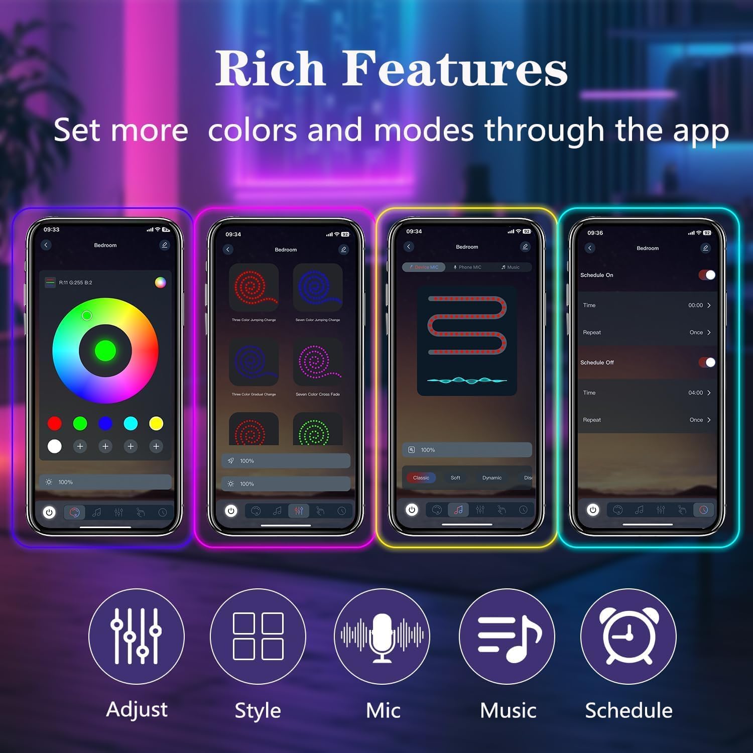 Bvokon 16.4FT Neon Rope Lights – Flexible LED Strip, App & Remote Control, Music Sync, IP65 Waterproof, RGB, 24V Low Voltage (Outdoor/Indoor)