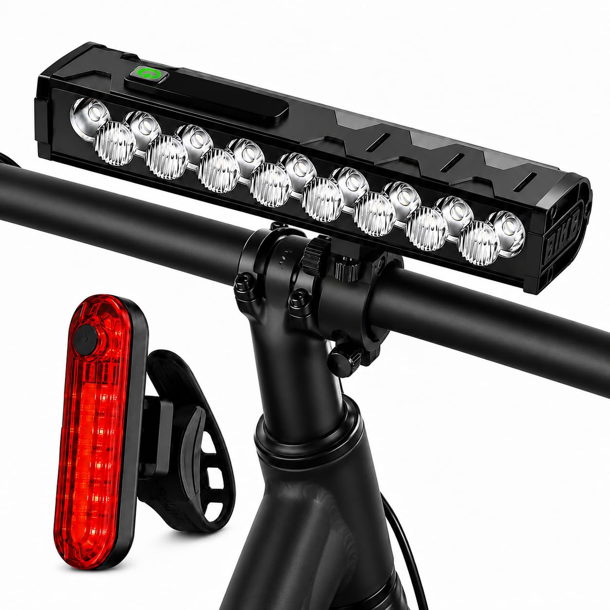 Lampe Vélo 17 LED USB-C avec Feu Arrière, Écran Digital, 4 Modes