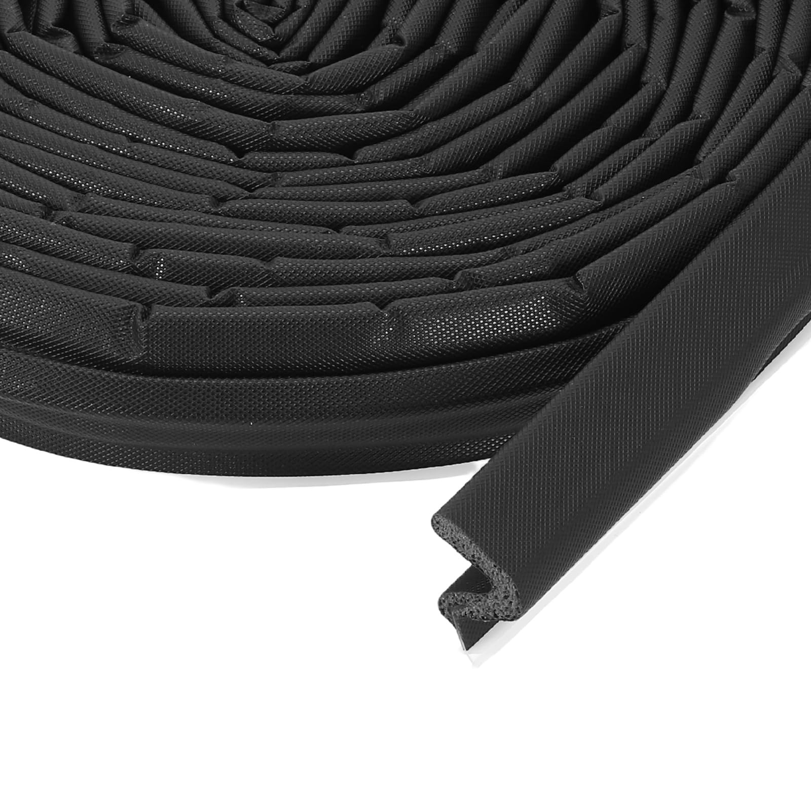 sourcing map Weather Stripping Door Seal, 49 ft Foam Kerf Weather Strips V-Shape Soundproofing Exterior Door Frame Seal Strip for Large Gap (Black Cover/Grey Foam)