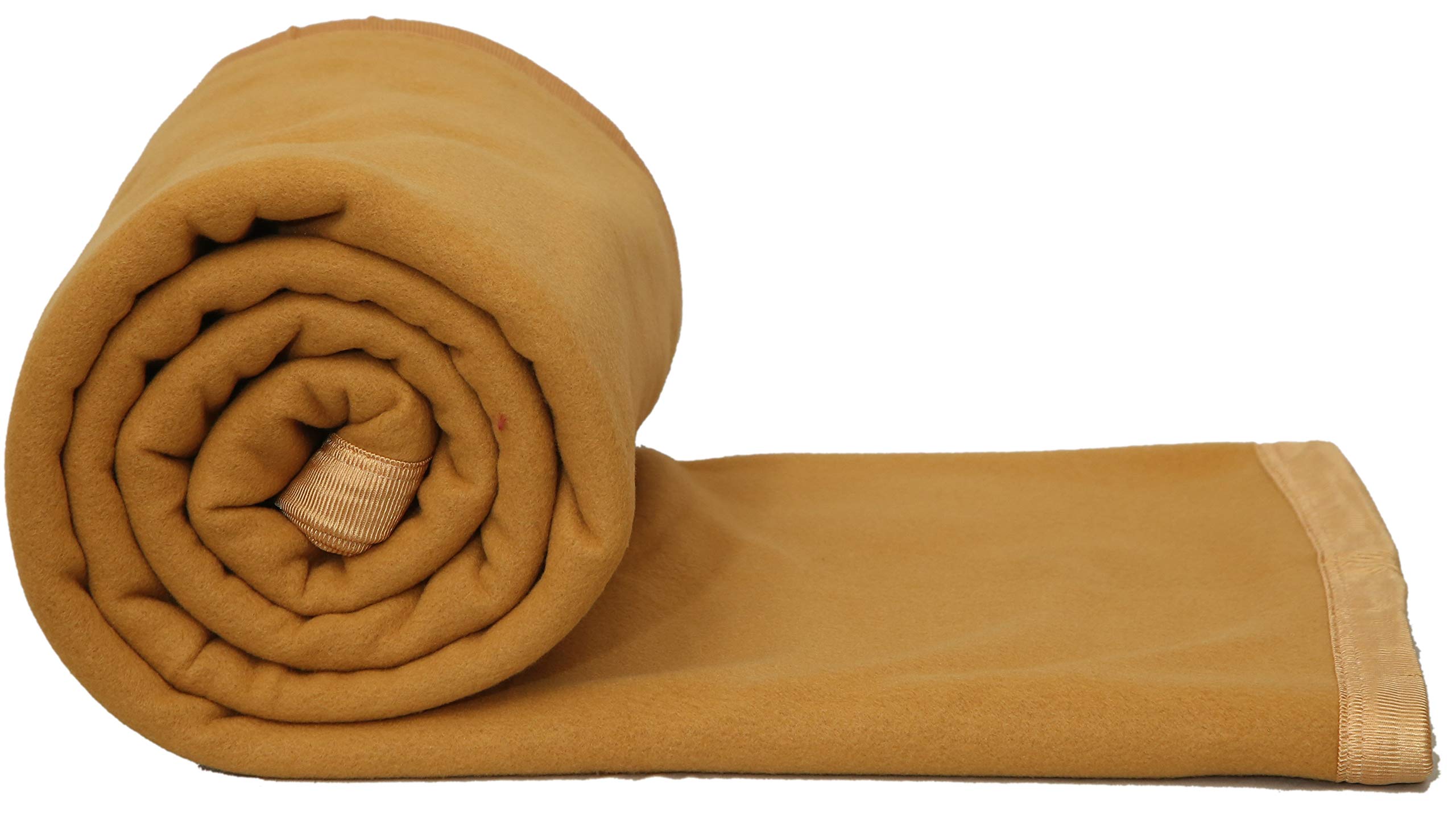 Huemic Modern Check All Season Polar Fleece Single Bed Blanket, 60X90 Inches - Camel, 300 TC