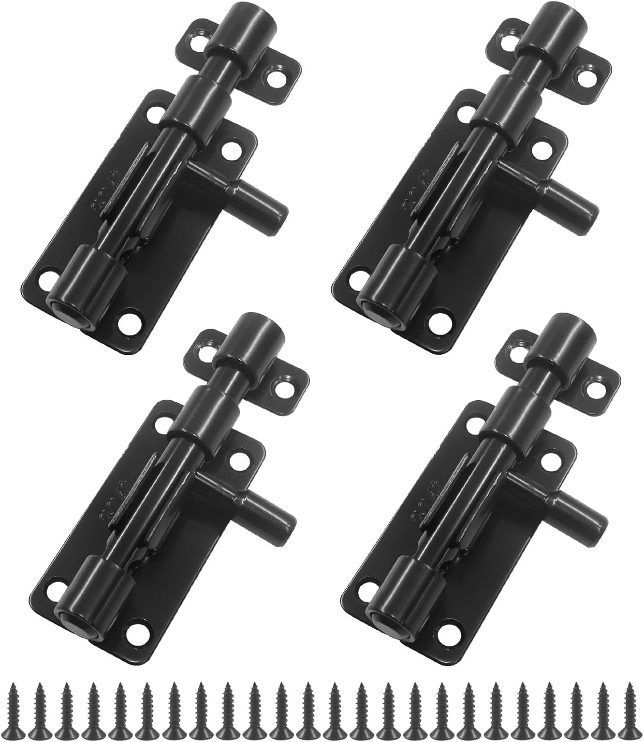 2 Pack Security Door Latch Lock, 304 Stainless Steel Slide Gate Latches Heavy Duty Slide Bolt Set, Thickened Door Bolt for Gates/Homeowners (Black)