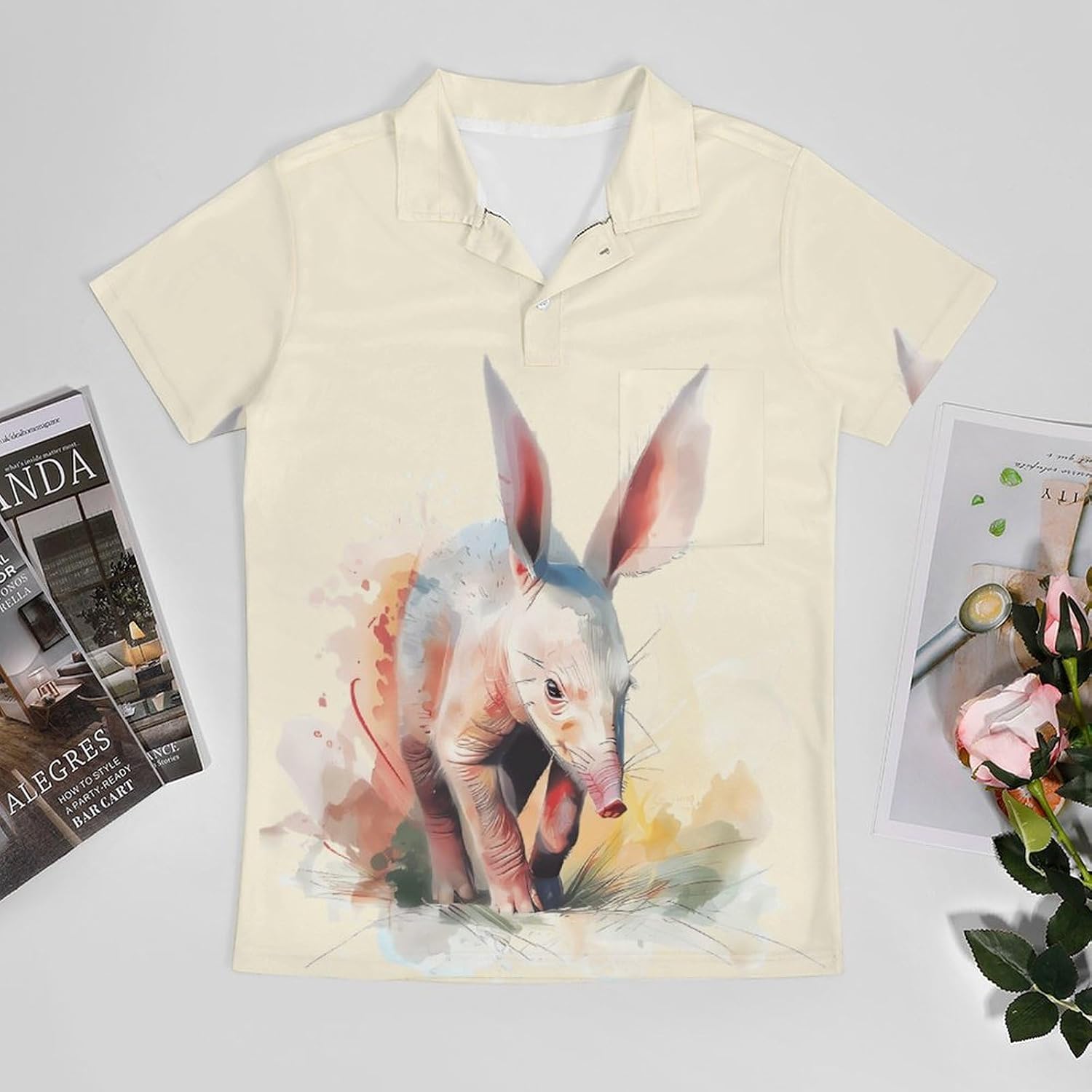 Cute Aardvark Novelty Golf Shirt Polo Shirts Short Sleeve for Men Casual Tops with Pocket