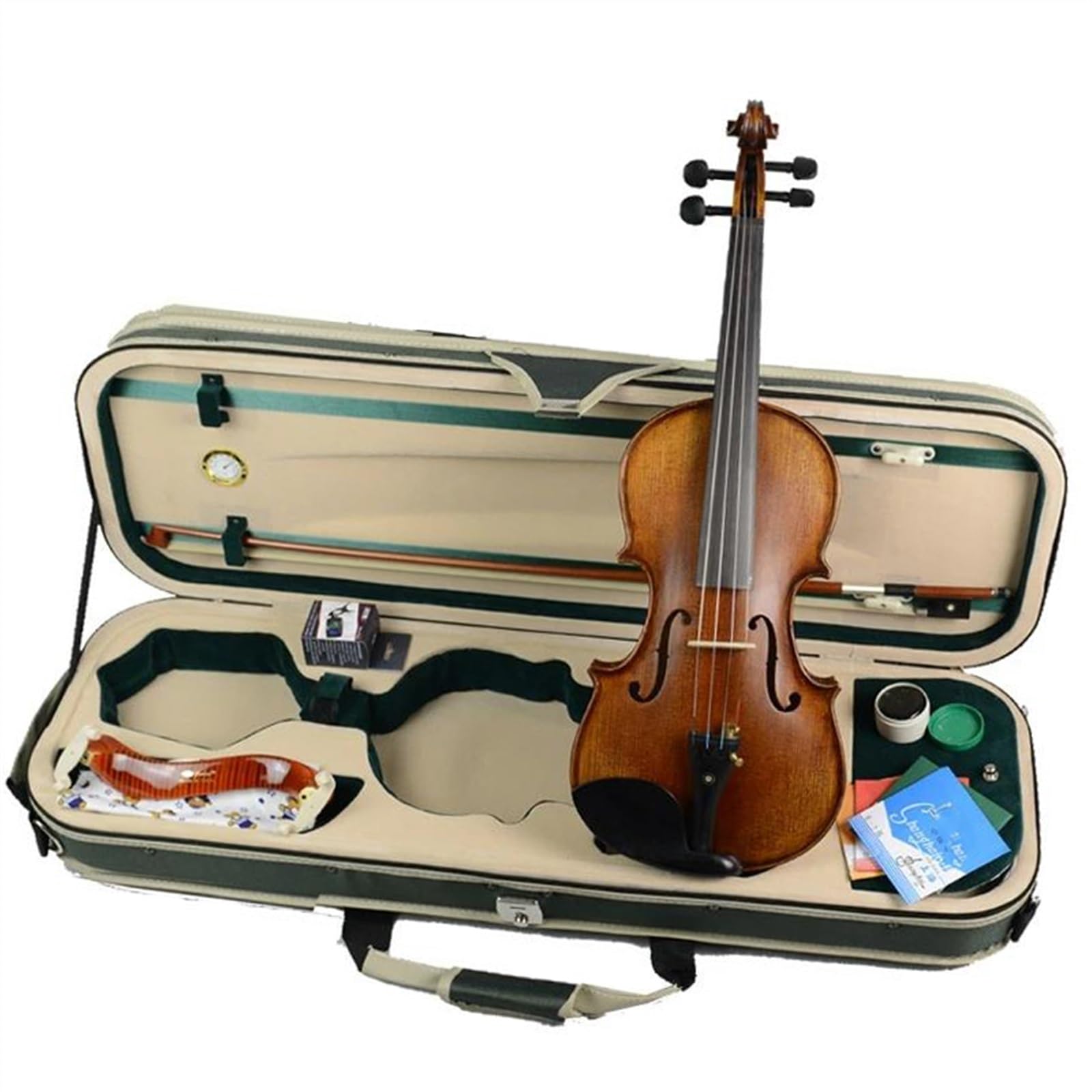 Violine Handgefertigte Violine Geige 4/4 In Voller Größe Massivholz Violinenkoffer Bogensaiten Schulterstütze Set