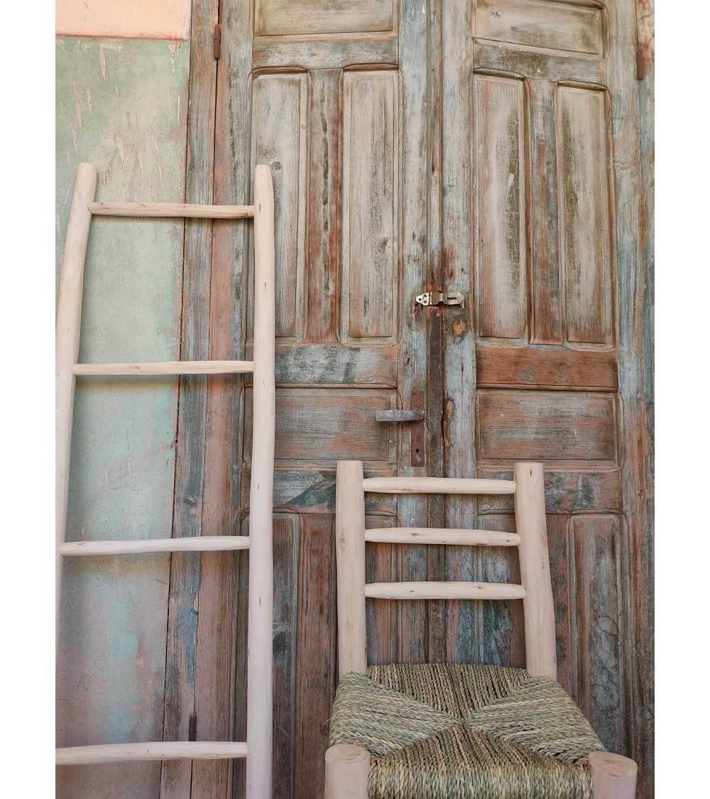 Cesteria Aparici Toallero de Madera Natural 150x45 cm Escalera de decoración Estilo Mediterráneo. Escalera Ropa