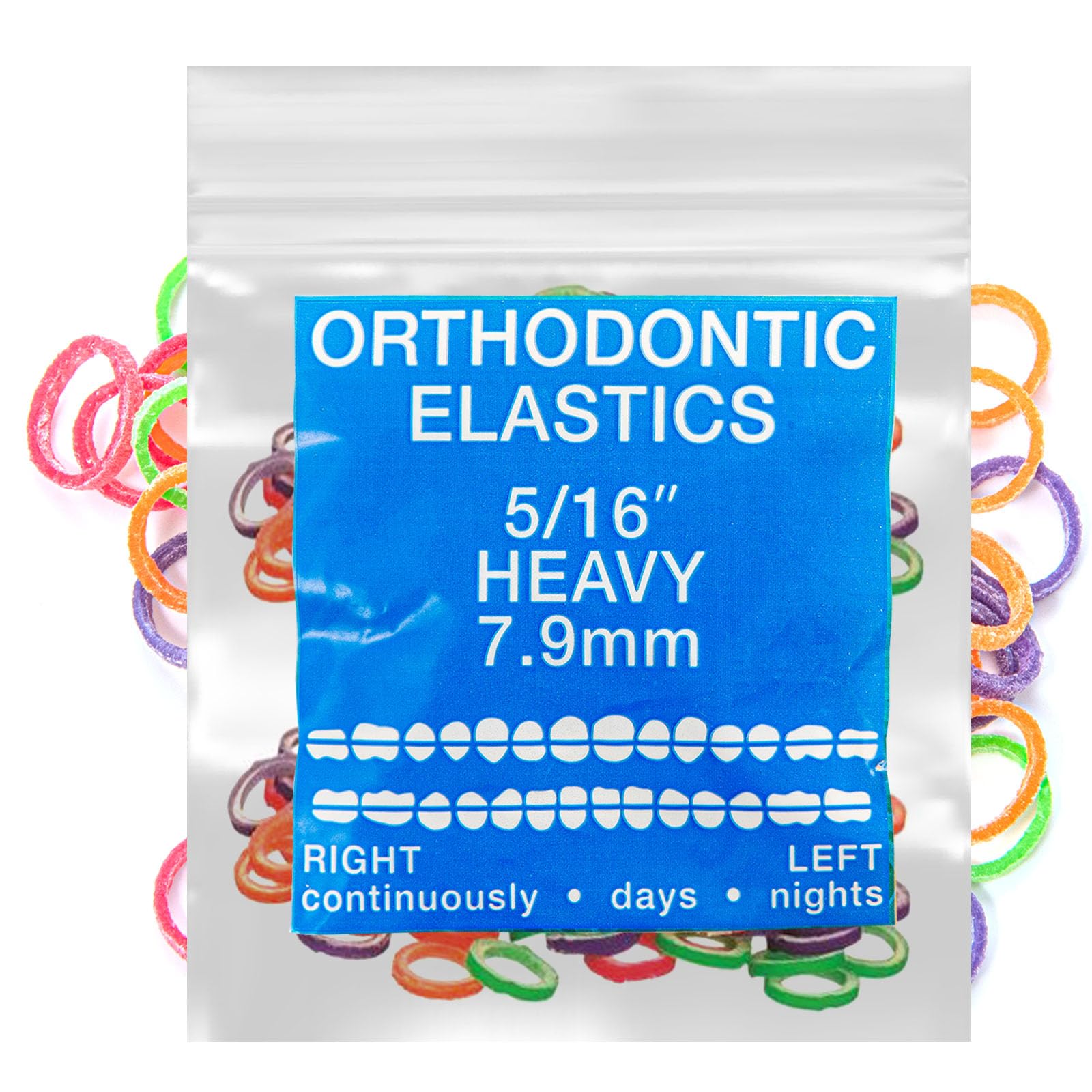 Neon Latex 100 counts Intraoral Elastic Bands Orthodontic Elastics Dental Rubber Bands Made in US Heavy 5/16'', Neon Latex