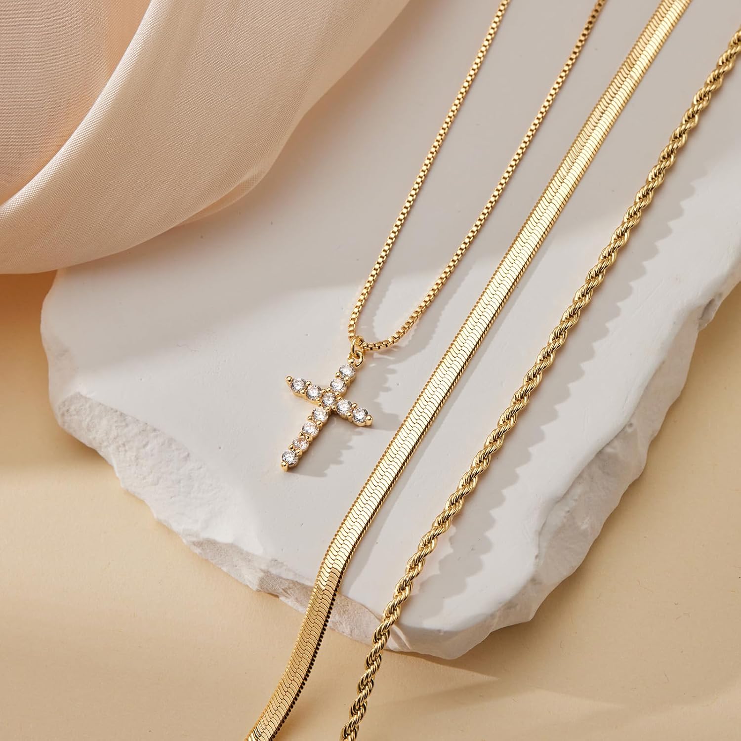 Easter Basket Stuffer Cross Necklace for Women Girls, Dainty 14K Gold Silver Plated Cross Choker Jewelry Non Tarnish Waterproof Cute Simple Small Necklace Christian Baptism Religious Faith Jewelry Gifts - Image 5