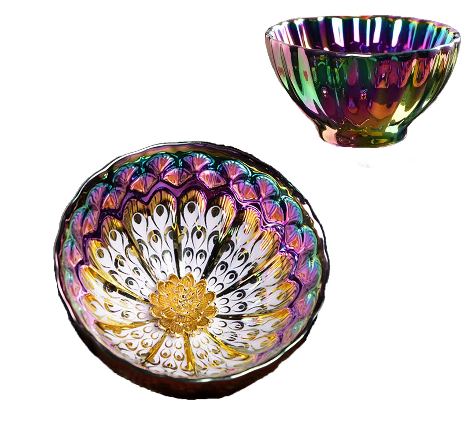 LingXuanGe JianZhan tenmokus tea cup Ceramic Handmade TeaCup inlay Teacup Kungfu Tea Cup Master Teacup (Color : Golden Lotus)