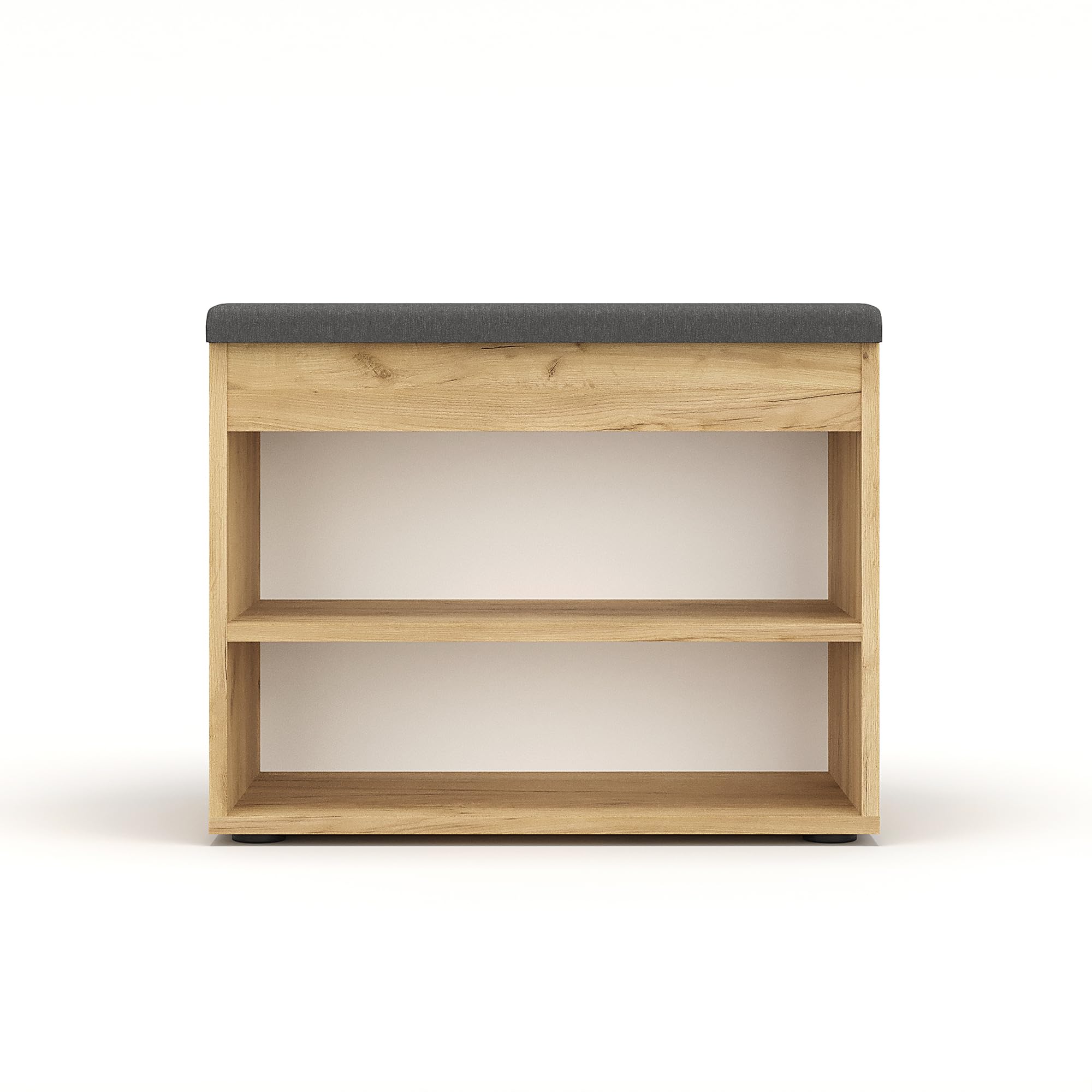 Komto Banc à Chaussures avec Assise Rembourrée – Meuble de Rangement Chêne Miel 60 x 48 x 32 cm pour Entrée, Couloir ou Chambre, Rangement Compact avec Coffre