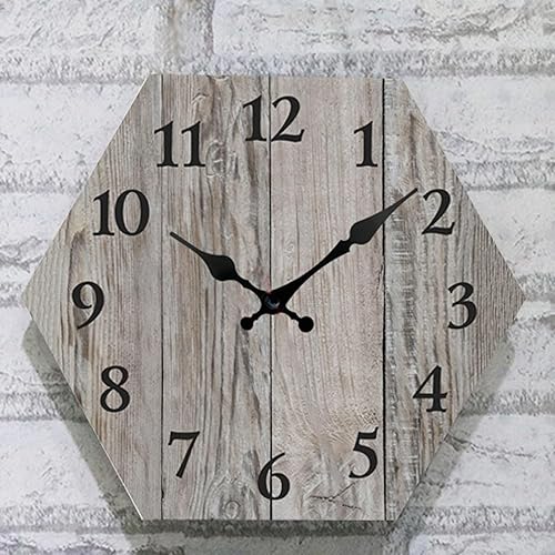 Reloj de pared rectangular clásico vintage silencioso de 12 pulgadas, fácil de leer, funciona con pilas, sin tictac, decorativo para sala de estar