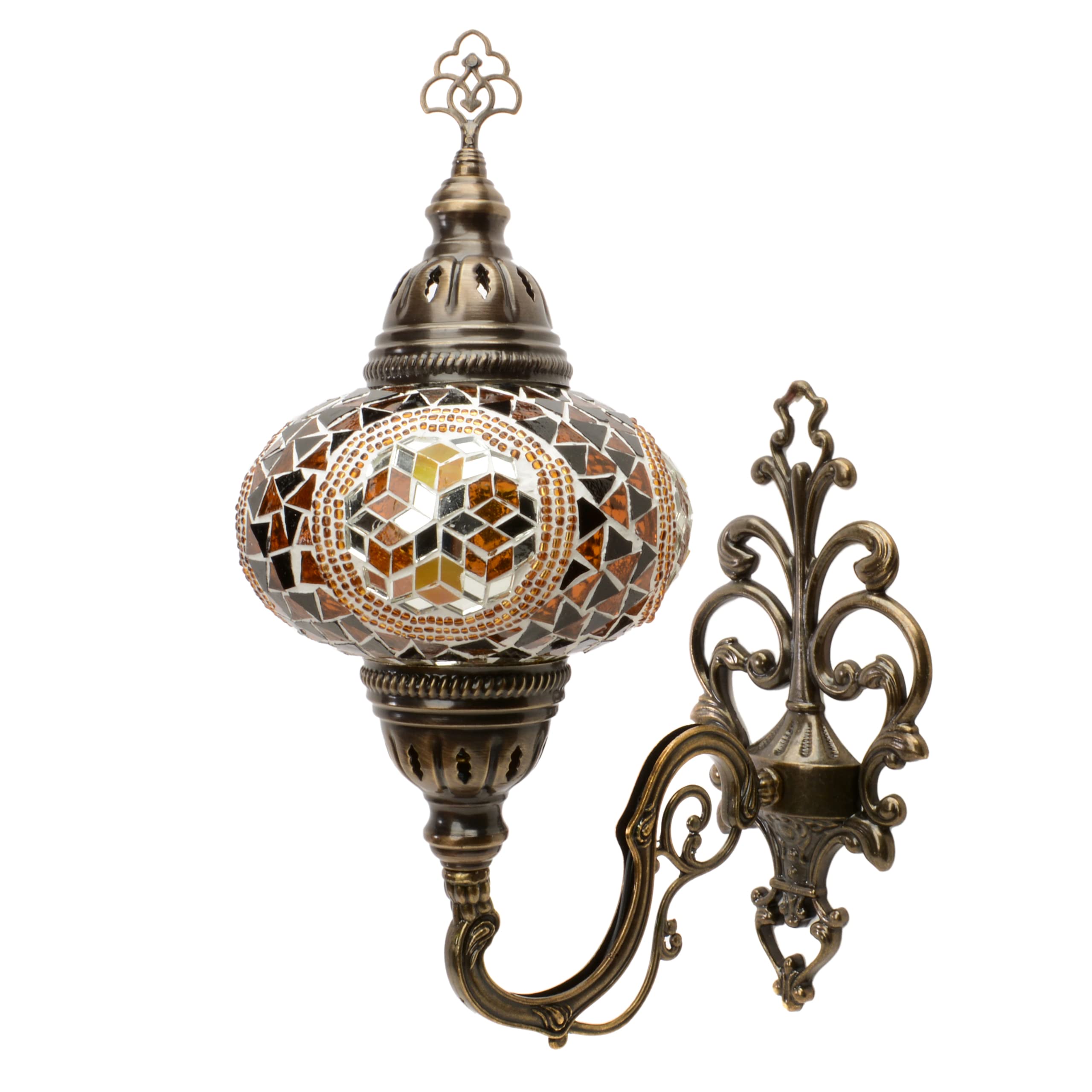 ENVA Turkish Moroccan Style Mosaic Multicolour Wall Sconce Light Lamp Large Globe