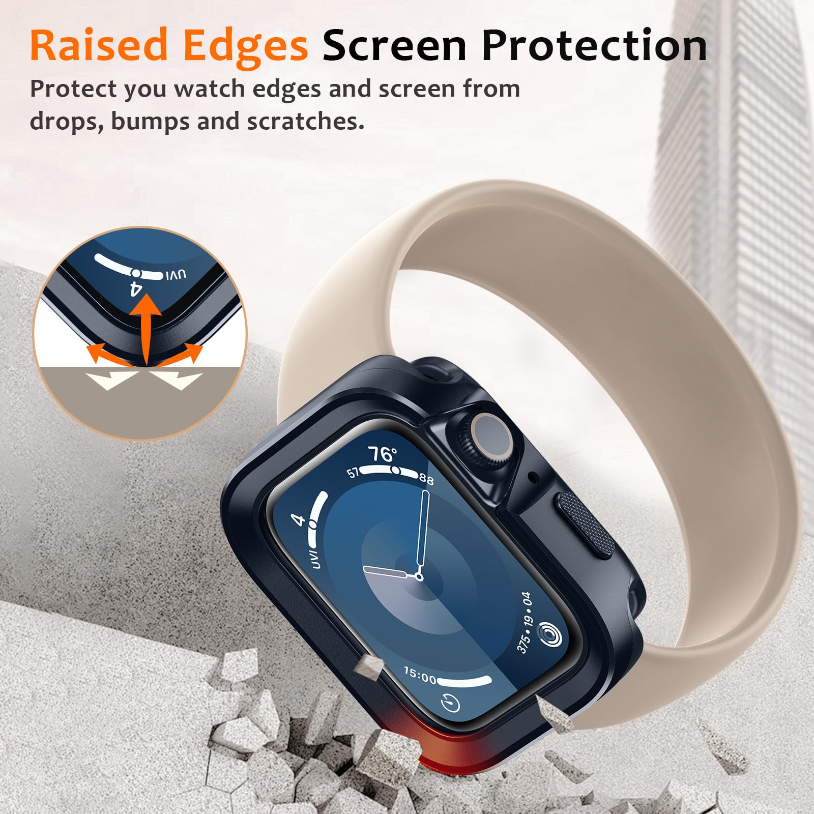 Amizee 2 in 1 Metal Rugged Case Compatible with Apple Watch Series 9/8/7 45mm - Image 4