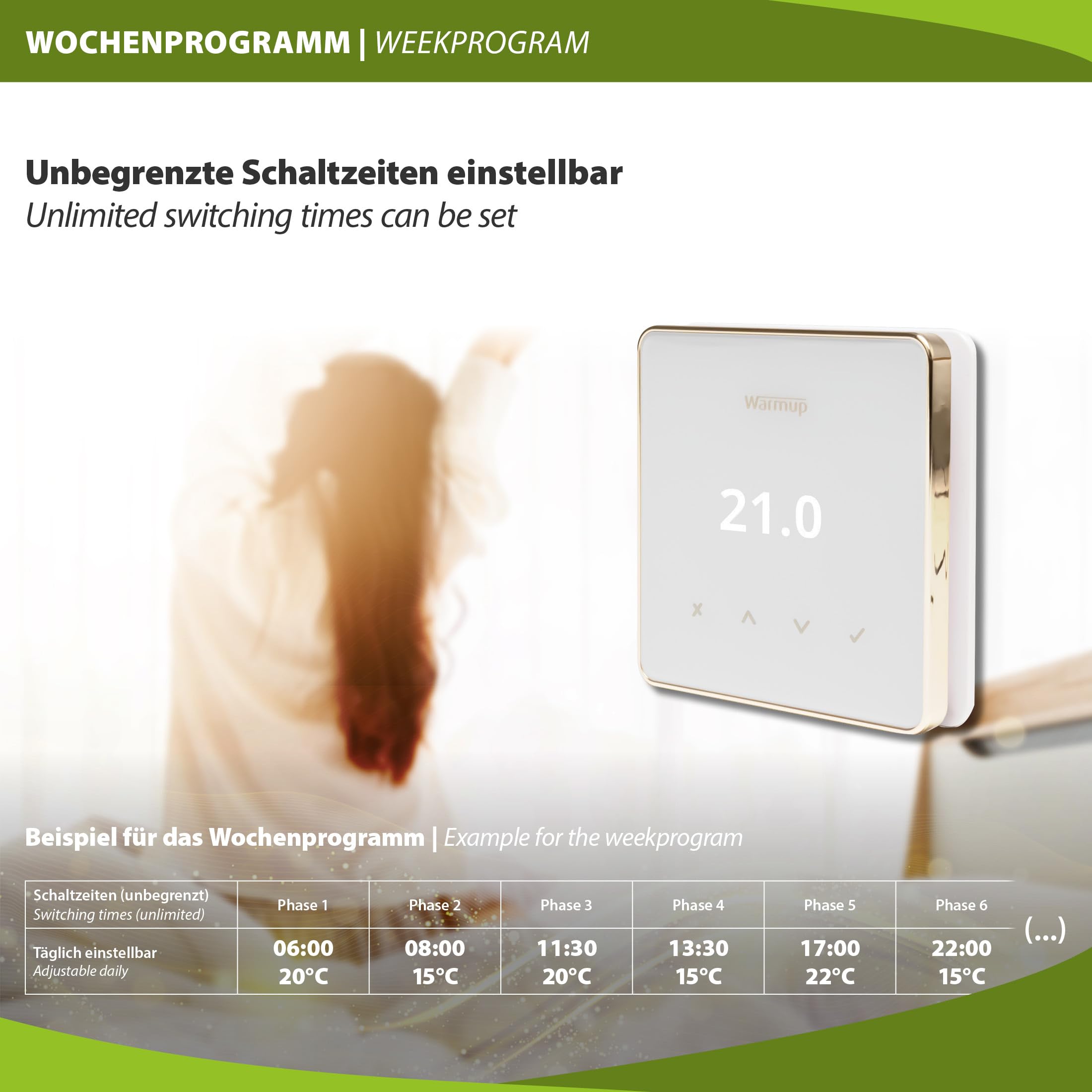 Warmup Element Smart WiFi Thermostat pour Chauffage au Sol et Électrique, Blanc