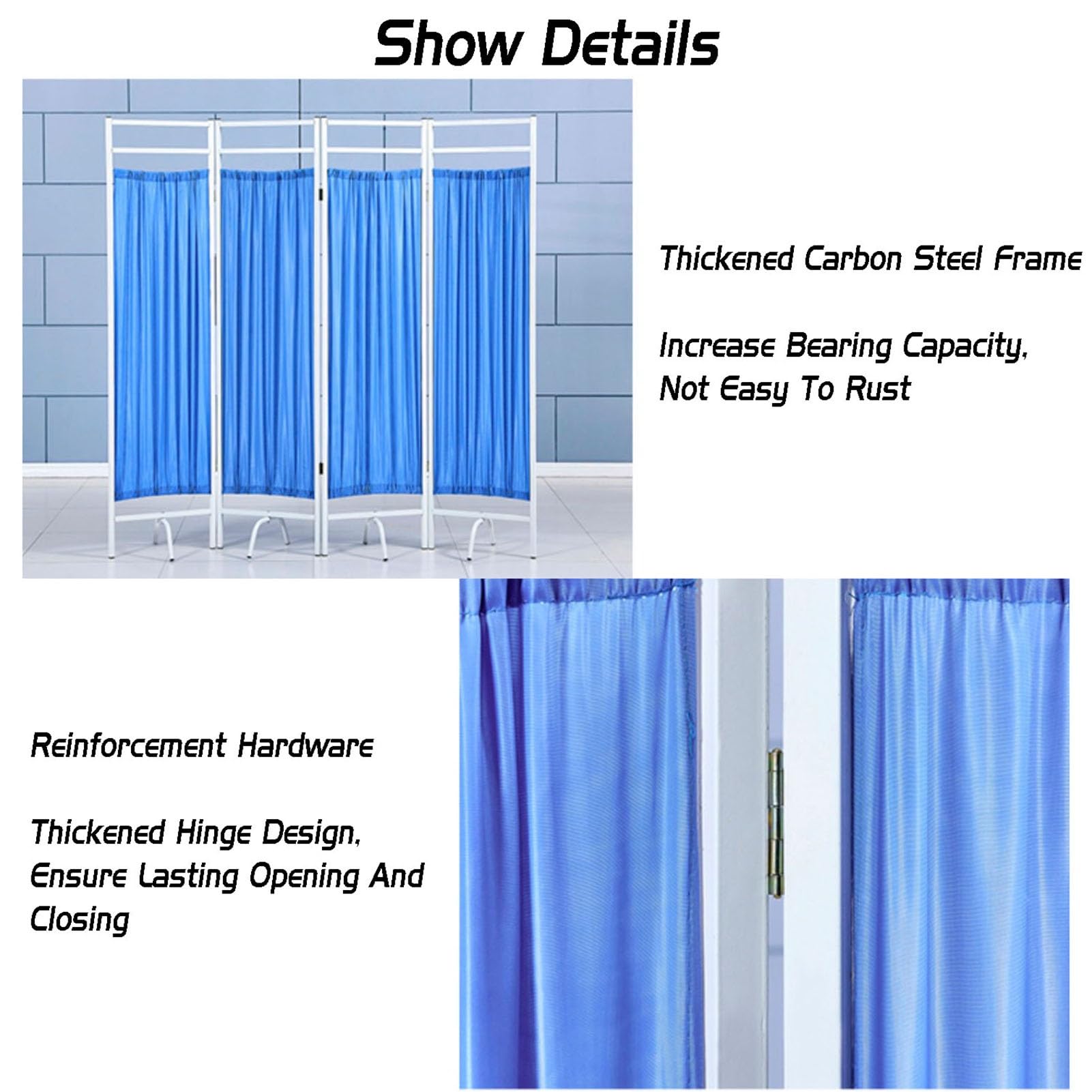 Générique Paravent en Fer à 3/4/5/6 Panneaux, séparateur de Salle de Clinique Pliable, cloison de Porte Verticale pour hôpitaux pour Plus d'intimité, Facile à Assembler (Couleur 6, 3 Panneau
