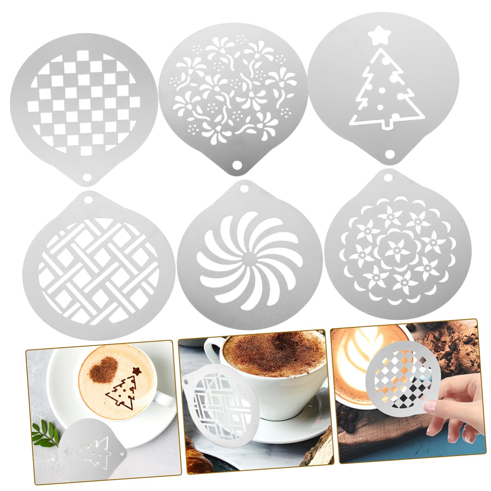 DECHOUS 3sets Stencil Per Inossidabile Per Decorazioni Cappuccino e Latte Art Facili e Usare Per e Del
