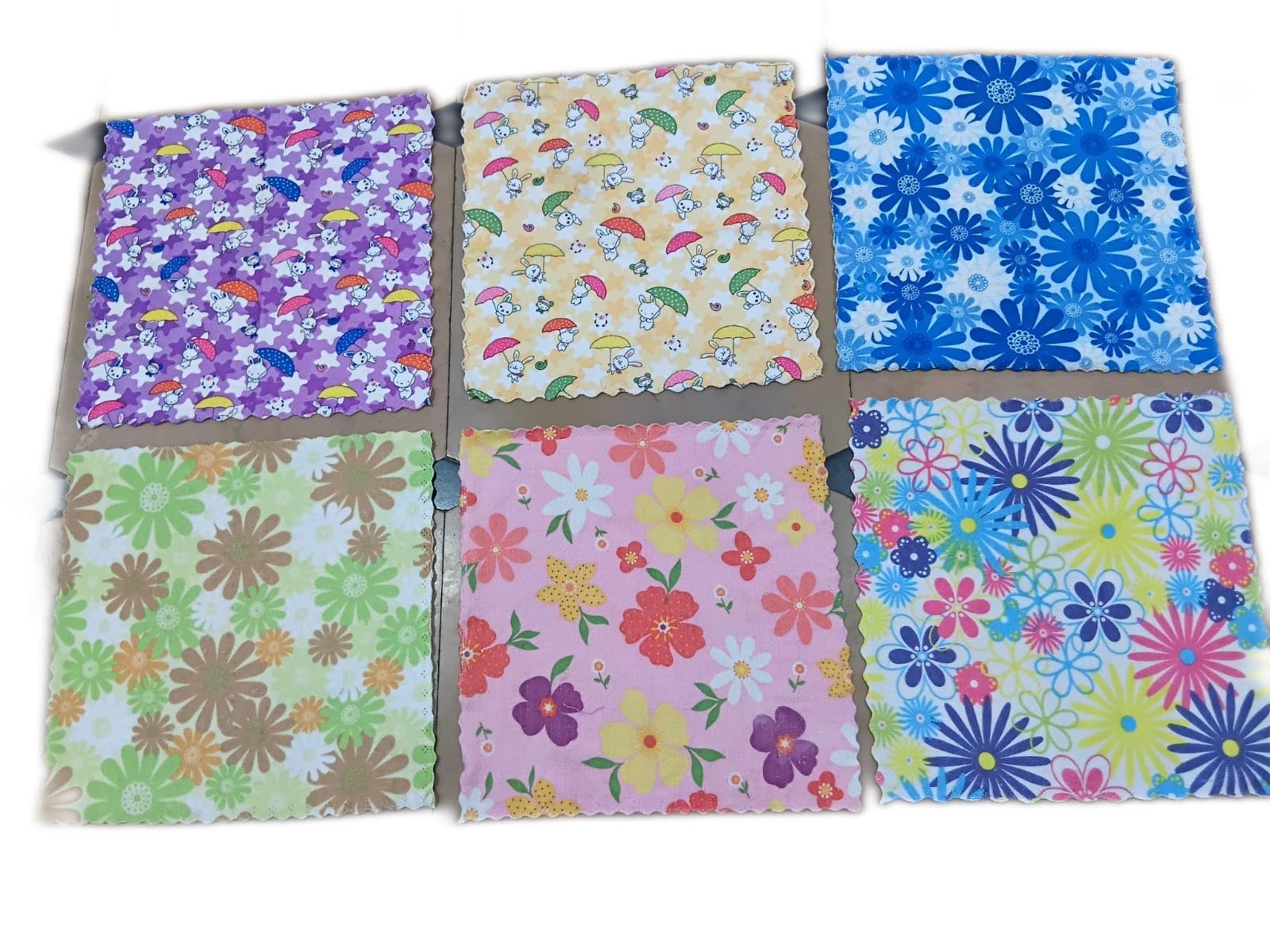 Floral Print Handkerchief Set, different Designs with Flowers and Umbrellas, Multicolor, 6 Pack-image-37