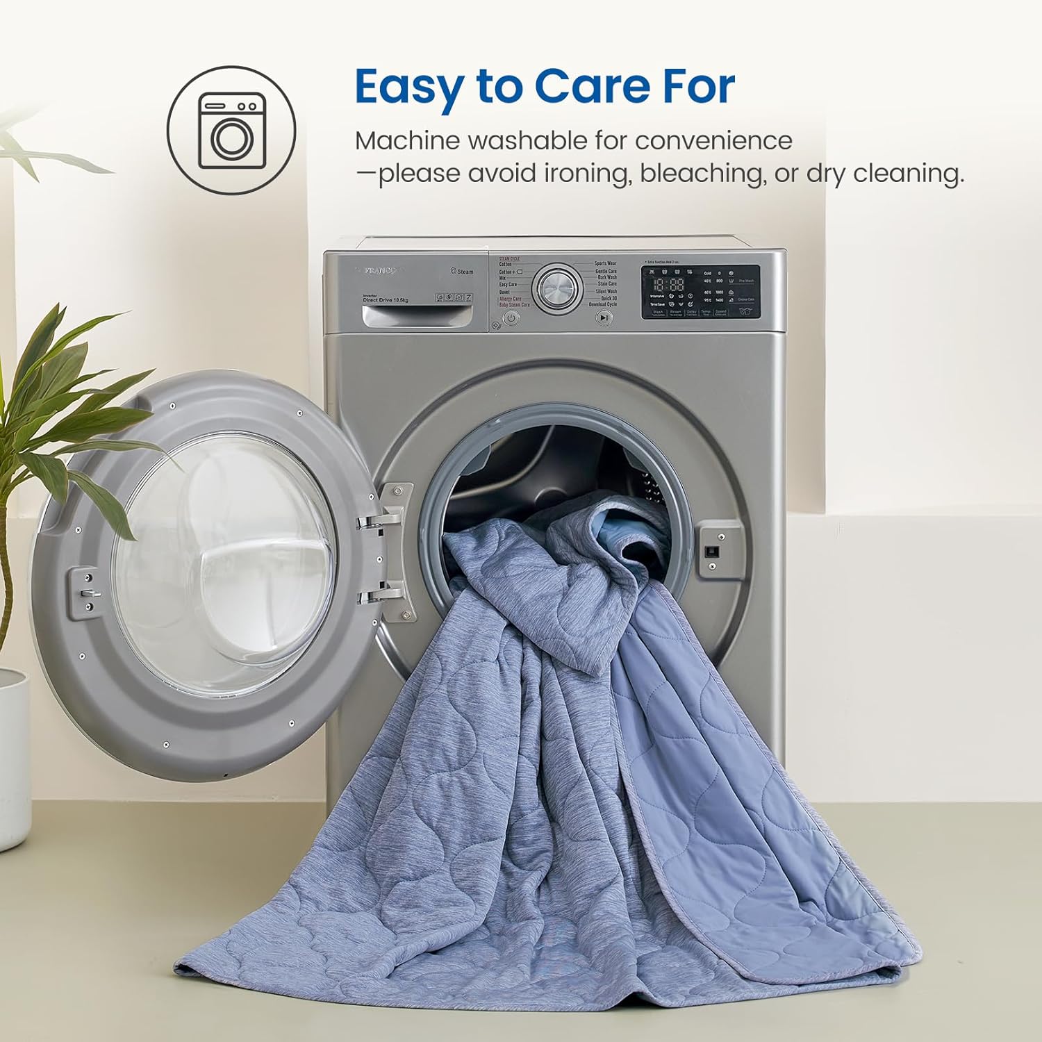 Cozy Bliss Cooling Dual-Sided Blanket for Hot Sleepers, Q-Max>0.46 Lightweight Soft Breathable Bed Blanket, Double Side Cooling Throw for Night Sweats (Denim Blue, 50"x70")