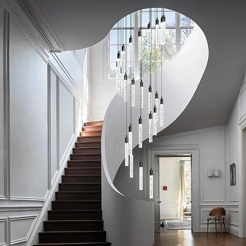 Miniatura 3 de zhllmq Lámpara colgante moderna de 24 luces para isla de cocina, lámpara LED regulable para vestíbulo, entrada de techo alto, luces colgantes para