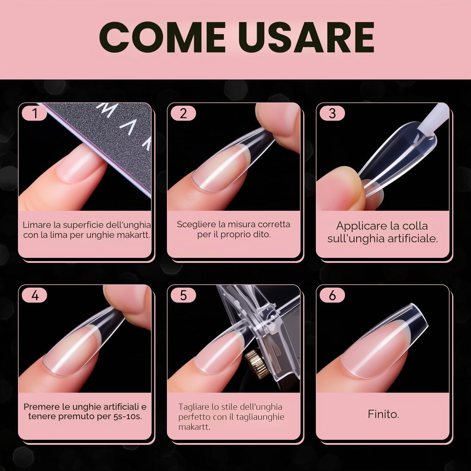 Makartt Long Almond Unghie Finte, 500 pezzi Tip in Gel per Unghie Trasparenti, Resistenti e Flessibili, Copertura Totale, Adesione Forte, Ideali per Ricostruzione e Gel Extensions