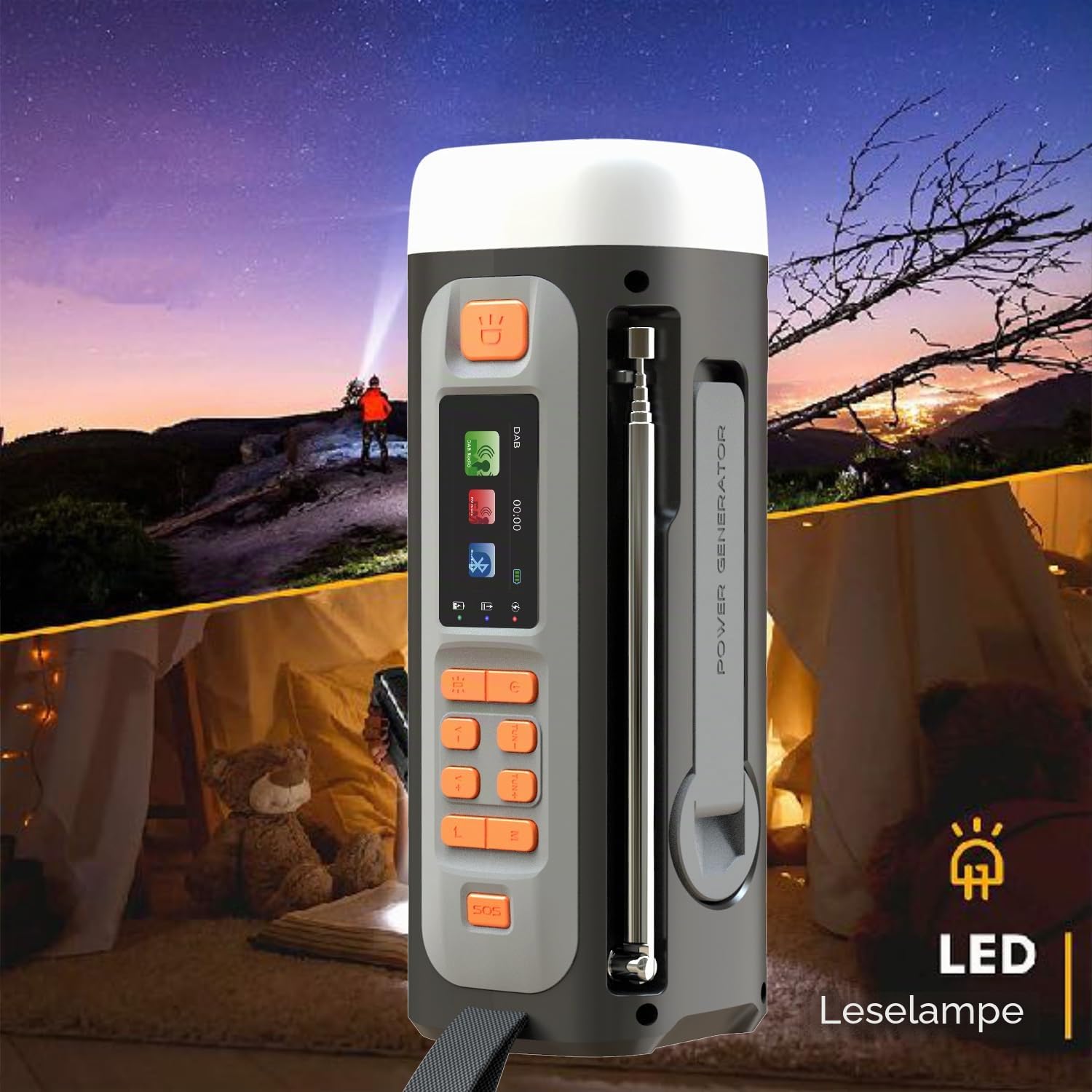 eppfun Tragbares DAB+ Notfallradio mit UKW, Bluetooth, Batteriebetriebenes
