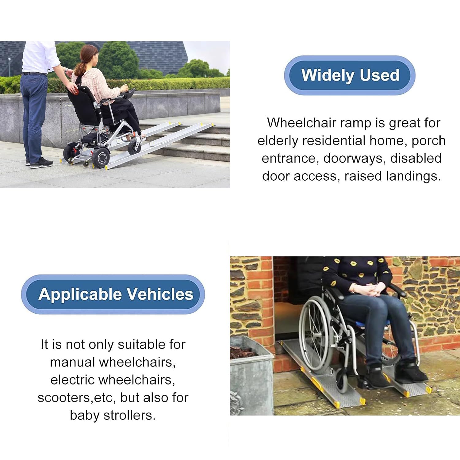 2 Piezas Rampa Telescópica De Silla De Ruedas, Rampa Portátil De Silla De Ruedas Ajustable, Rampa Para Discapacidad De Plataforma Sin Deslizamiento, Adecuado Para Escalones Para El Hogar,150cm