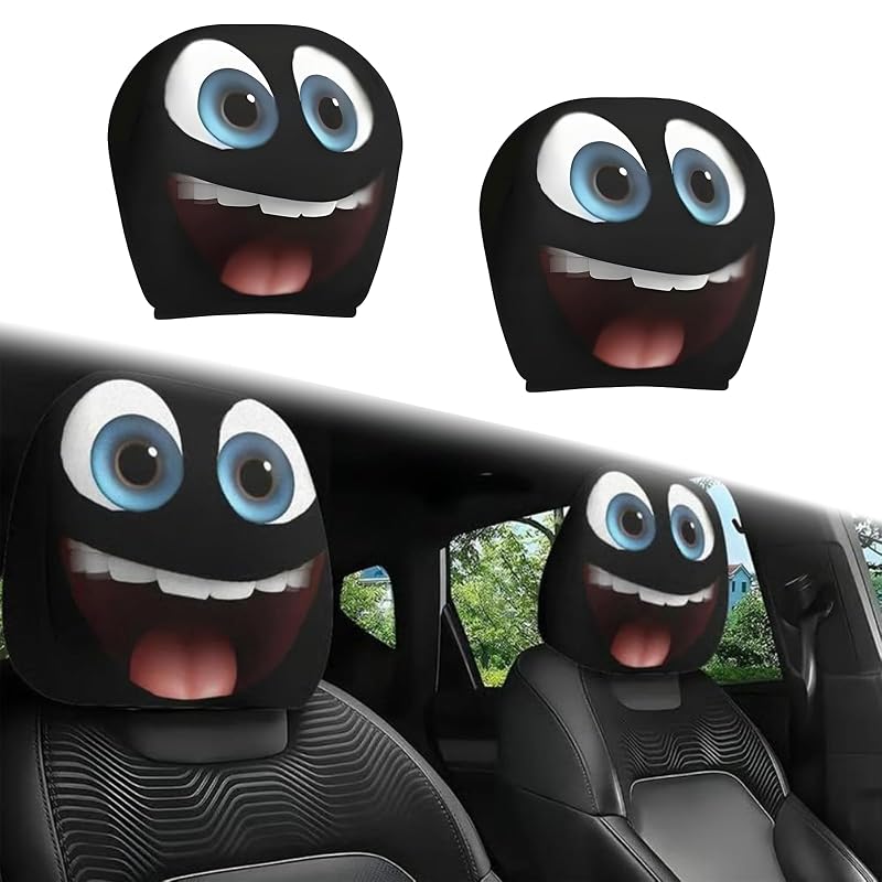 Capas para Encosto de Cabeça de Banco Automotivo com Olhos de Desenho, Tecido Elástico, C-1 Pair, Kit com 2 Peças SSFUN