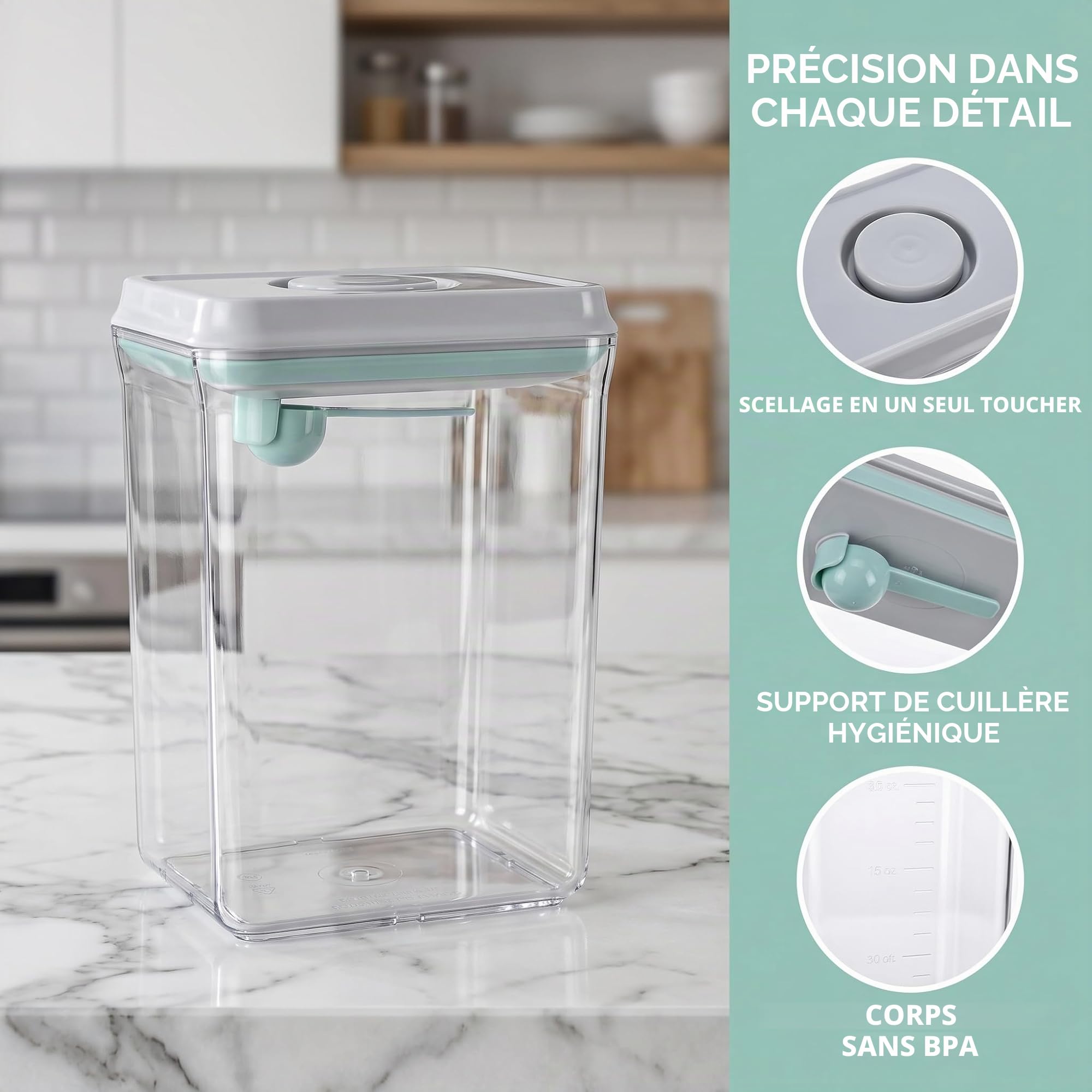 2300ml Milchpulverspender de Conservation Lait en Poudre avec Mesurette & Brosse - Distributeur de Lait Grande Capacité, Récipient Nourriture Sans BPA, Dosage & Poudre de Protéines Lait