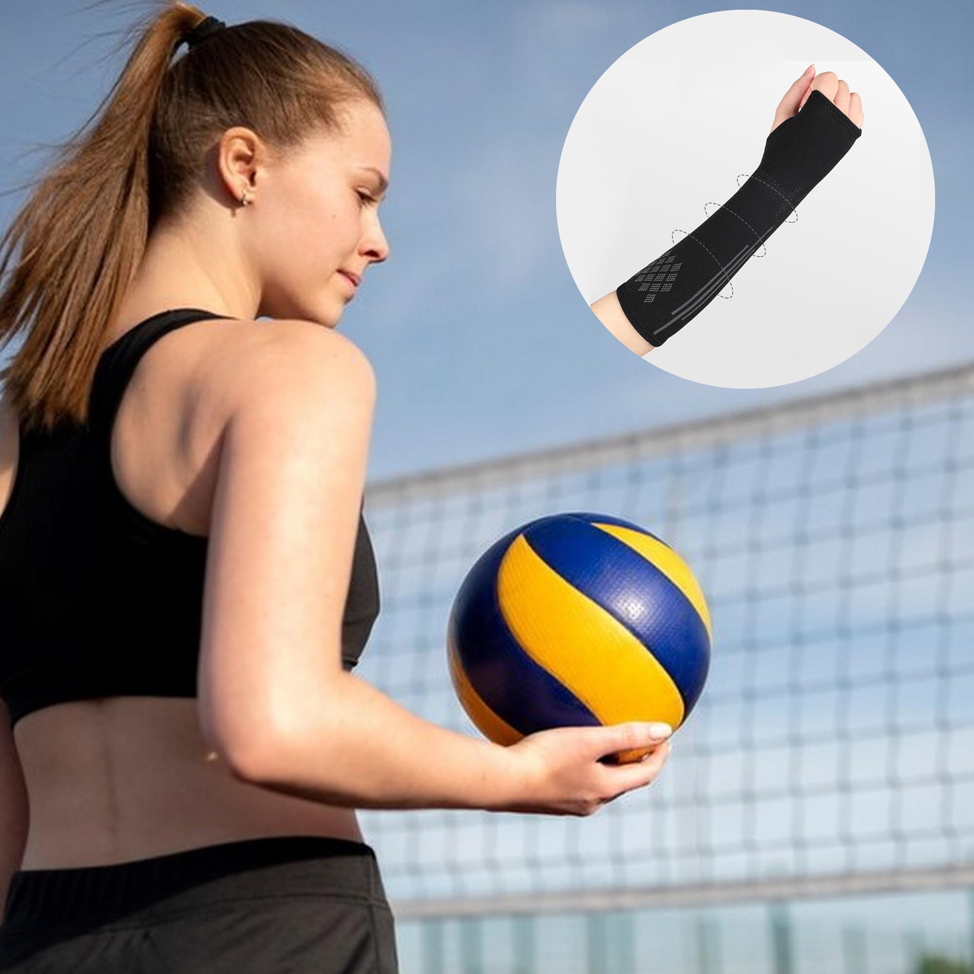 1 Paire,Bras De Volleyball pour Femme,Manchette Bras De Volley,Manchettes De Volleyball Protège,Accessoires pour Entraînement De Volley-Ball,pour Volleyball,Protection Sportive,Noir