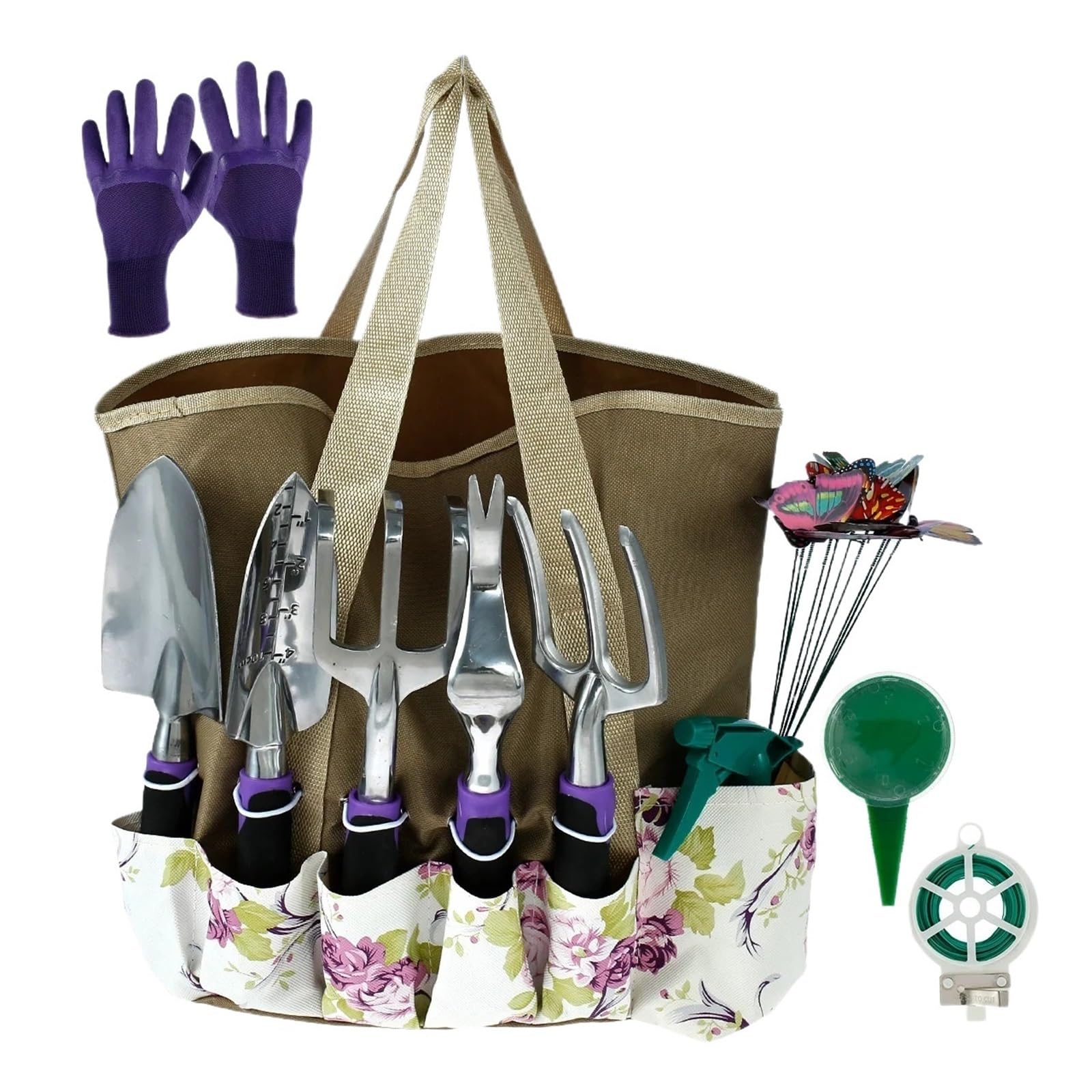 31-teiliges Bonsai-Werkzeug-Set mit Holzgriff, Mini-Schaufel, Rechen