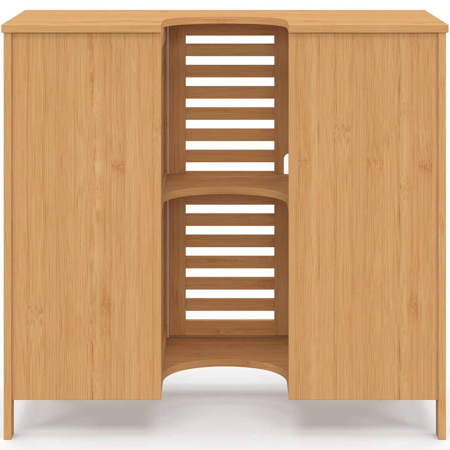 IDMarket - Meuble sous lavabo Salle de Bain Bambou BEA avec Placard et 3 tiroirs
