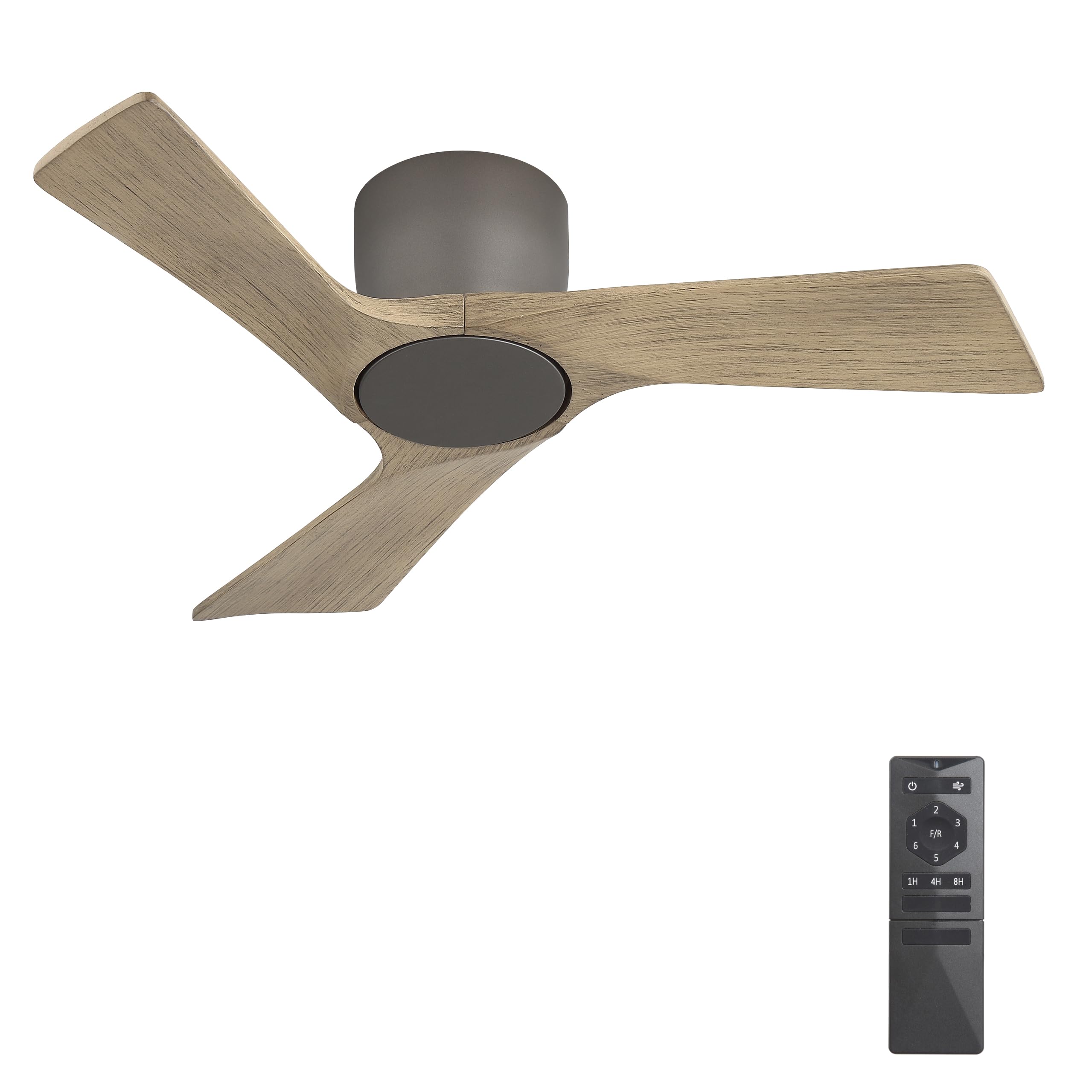 Photo 1 of WINGBO 36 Inch Ceiling Fan without Light, 6 Speed Remote Control, Low Profile Flush Mount Modern Ceiling Fan No Light, Quiet Reversible DC Motor, White Wood Blades, for Bedroom, Kitchen