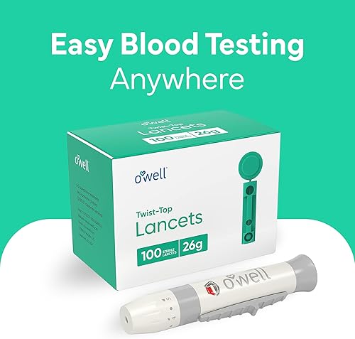 Miniatura 7 de OWell Kit de dispositivo de punción + 100 lancetas estériles O'WELL Twist Top, calibre 33 (para pieles más delgadas)