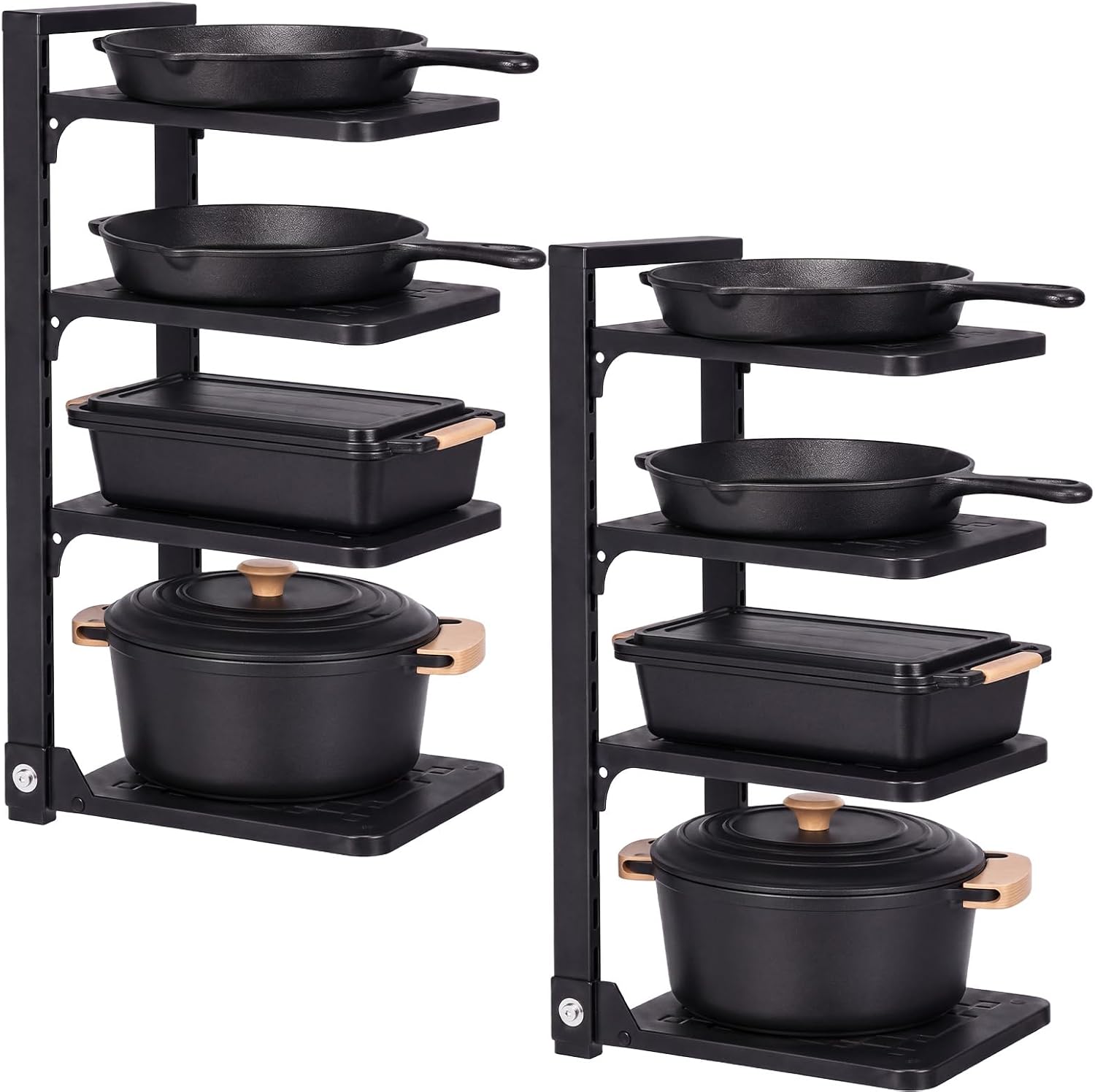 2 Pack 4Tier Pot Pan Organizer Under Cabinet Adjustable Heavy Duty