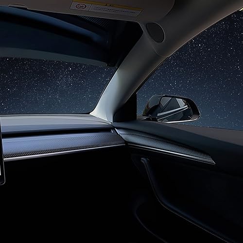 Miniatura 9 de Xotic Tech Set - Kit combinado de panel de tablero interior + cubierta de moldura de puerta, patrón de fibra de carbono mate, compatible con Tesla