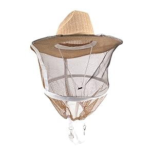 AukBeeFun Bee Veil Hat Beekeeping Veil Hat with High Visibility Veil and Long Elastic Shoulder Strap
