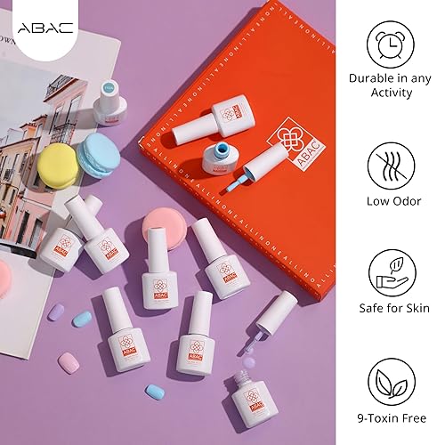 Miniatura 10 de ABAC Juego de esmaltes de gel de un solo paso, 12 colores rosa, rosa, rojo, kit de esmalte de uñas de gel negro, blanco, purpurina, dorado,