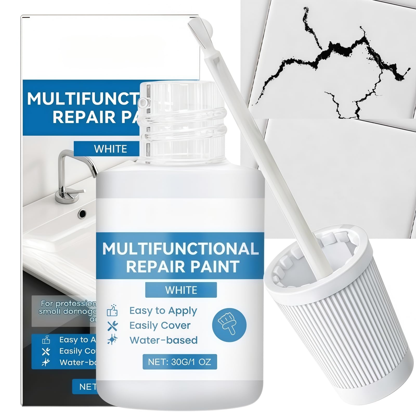 Enamel Touch Up Paint Pen,White Paint Pen for Kitchen Cupboard,Bath Enamel Repair Kit,White Touch Up Paint Pen for Tiles,Fast-Drying Wh-ite Pa-int P-en,Suitable for Scratches,Multiple Surface