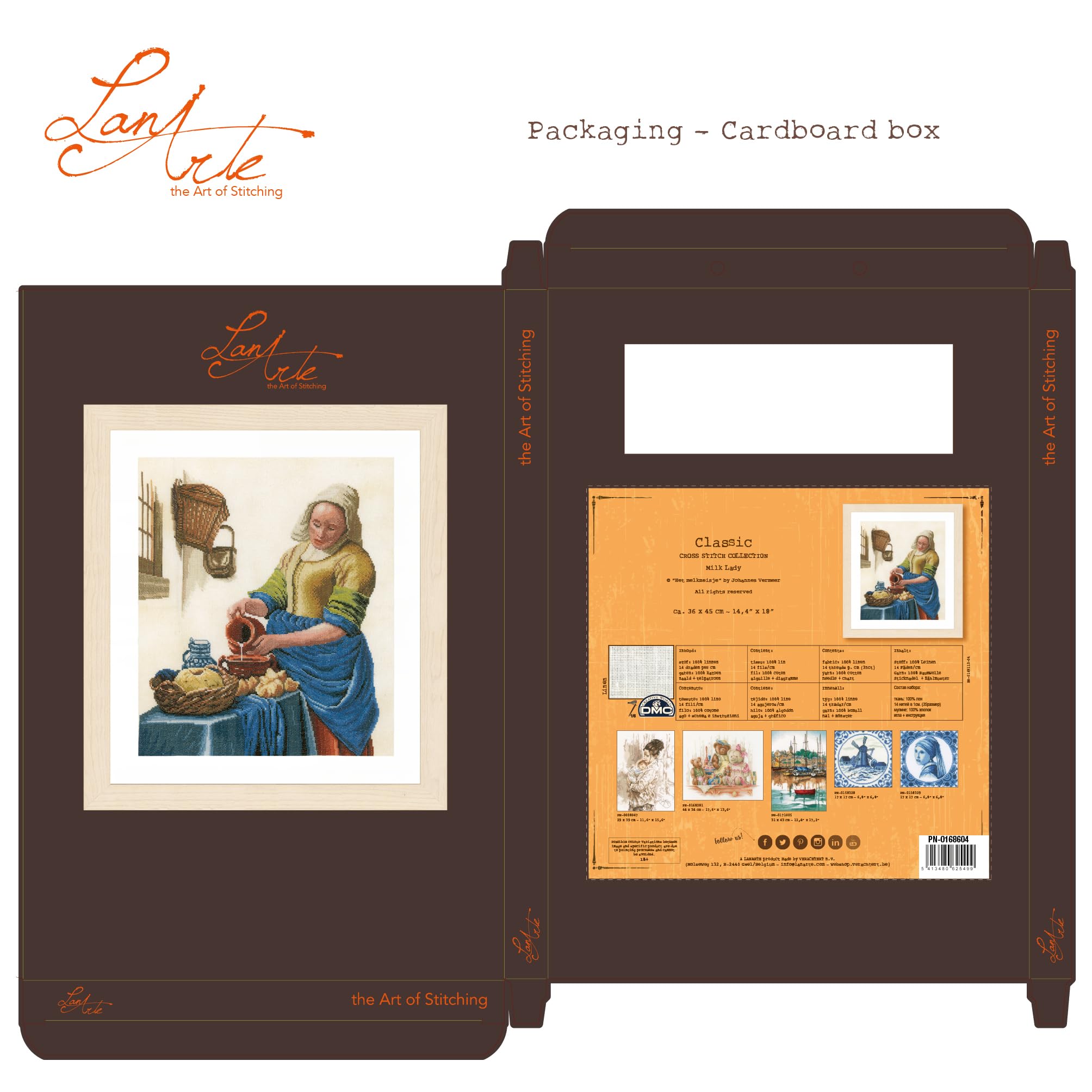 Lanarte Kreuzstich Stickpackungen Gezählter Kreuzstichbilder Set MILCHMÄDCHEN Wanddekoration Handarbeit Set für Erwachsene 36 x 45 cm DIY Deko Bastelset Handwerker Kreative Geschenkset