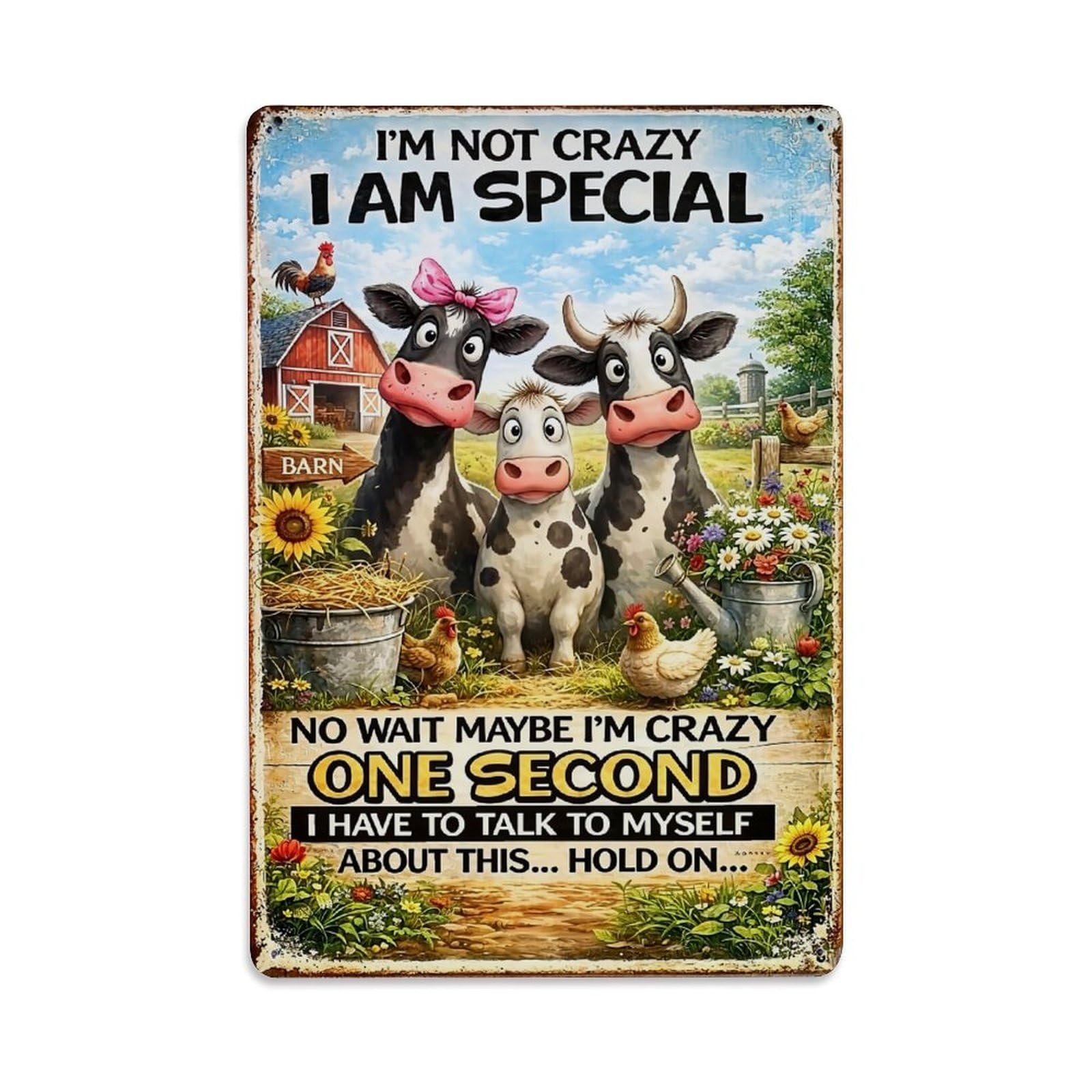 Jdyaojiesheng Vintage Farm Animals With Humor Tin Sign Retro Metal Wall Decor Metal Poster, Home Bar Garage Farmhouse Cafe Wall Art Decoration 8X12inches