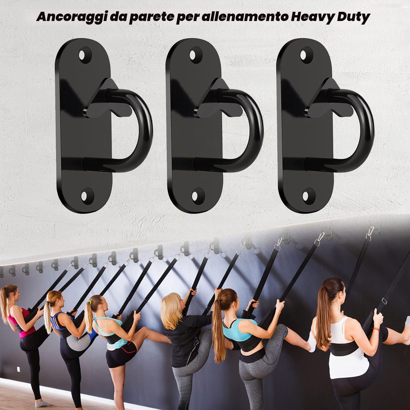 Set di 3 ancoraggi da porta per palestra, mini gancio da parete, ancoraggio per allenamento in sospensione, allenamento della forza, fisioterapia, palestra a casa