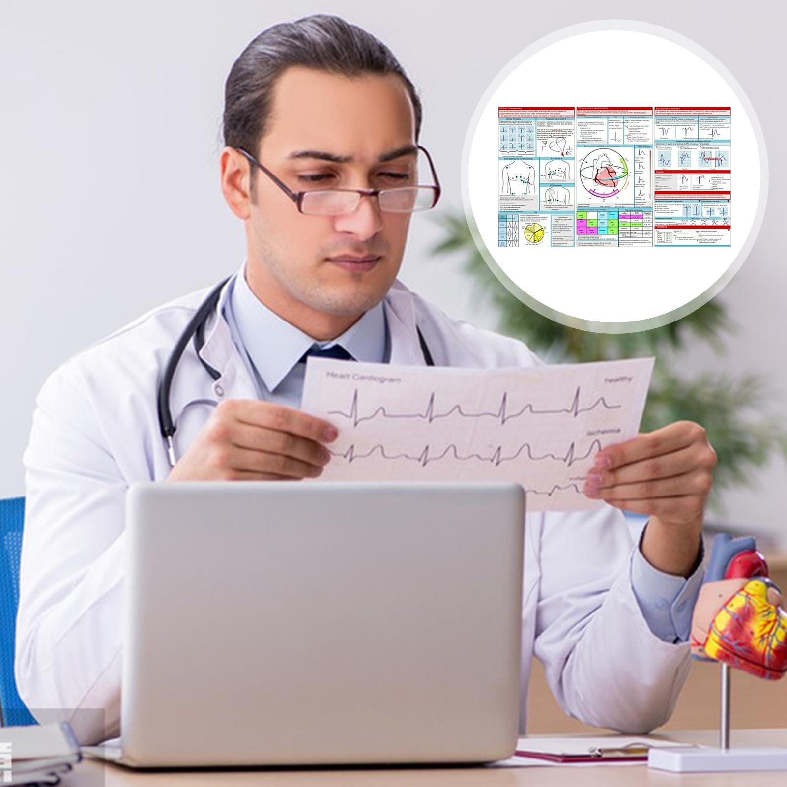 EKG-Taschen-Anleitung, Stabiles EKG-Lernwerkzeug, Perfekt Für Hochfrequenzanwendung, EKG-Taschenleitfaden Für Die Krankenpflegeschule Für Krankenhäuser, Für Krankenhaus, Zuhause, Schule