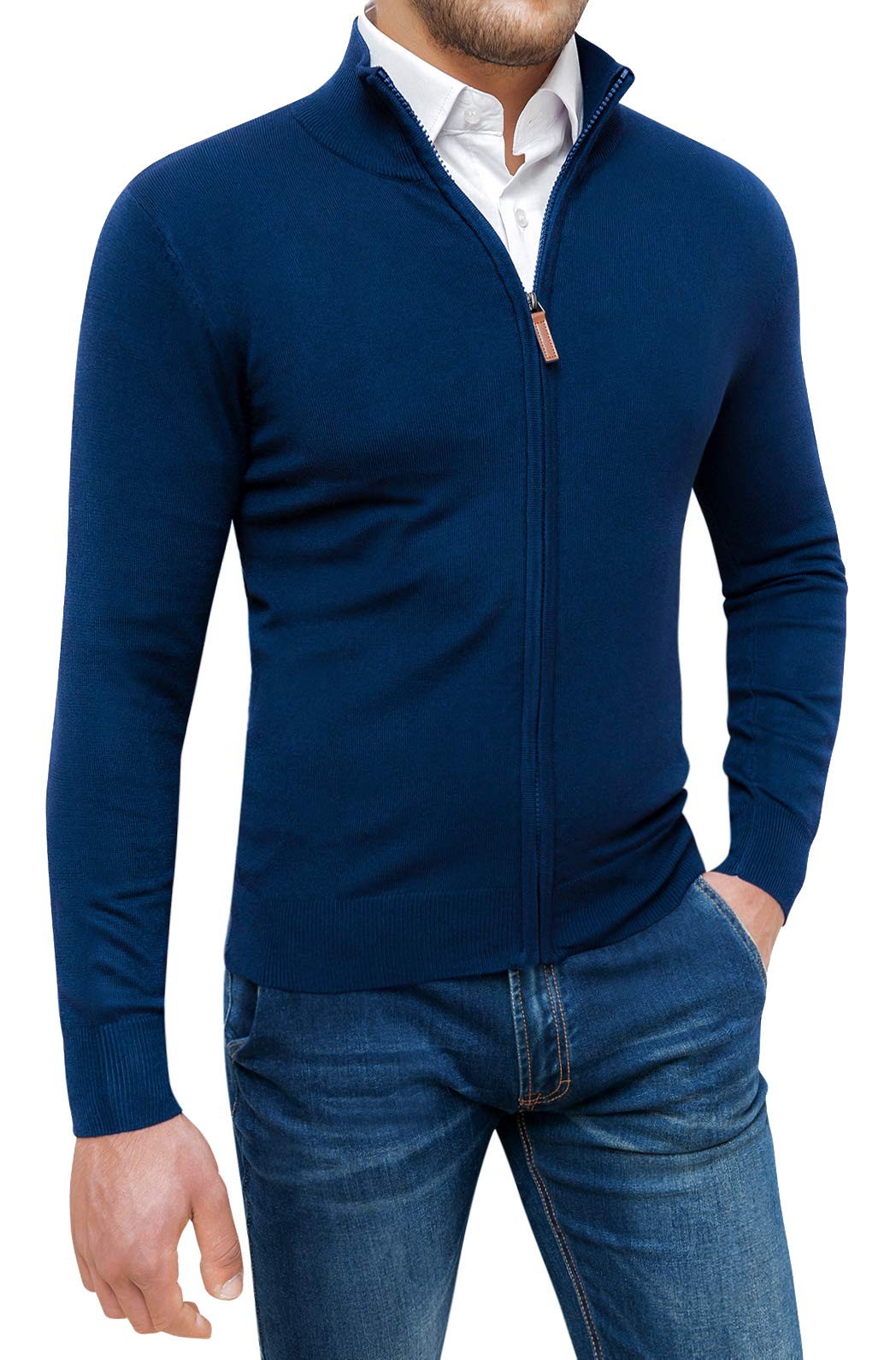 Evoga Maglione Cardigan Uomo Blu Scuro Slim Fit Invernale Casual