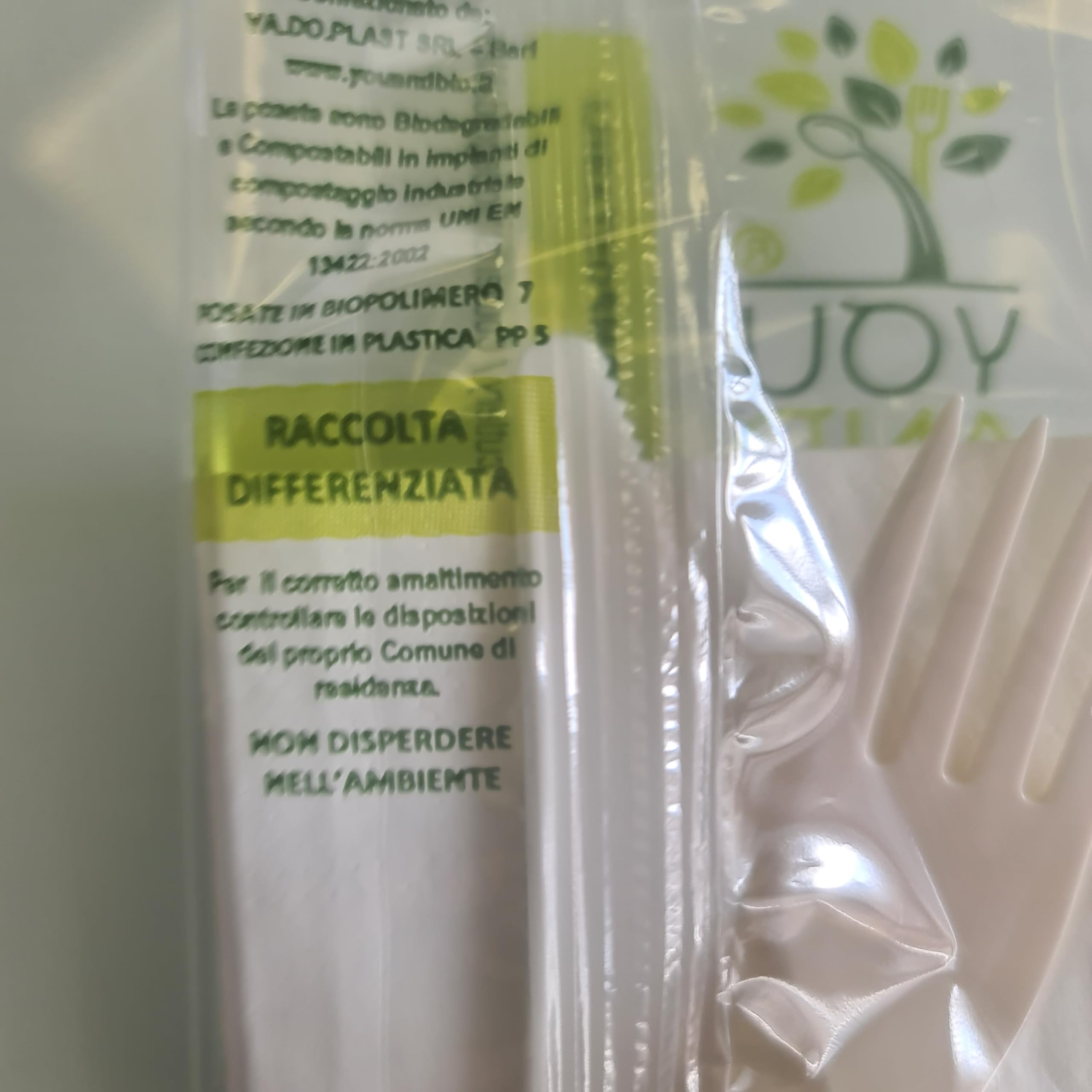 BIS DI POSATE BIANCHE IMBUSTATE CON TOVAGLIO 2 VELI - BIODEGRADABILI E COMPOSTABILI - CONFEZIONE DA 500 PEZZI
