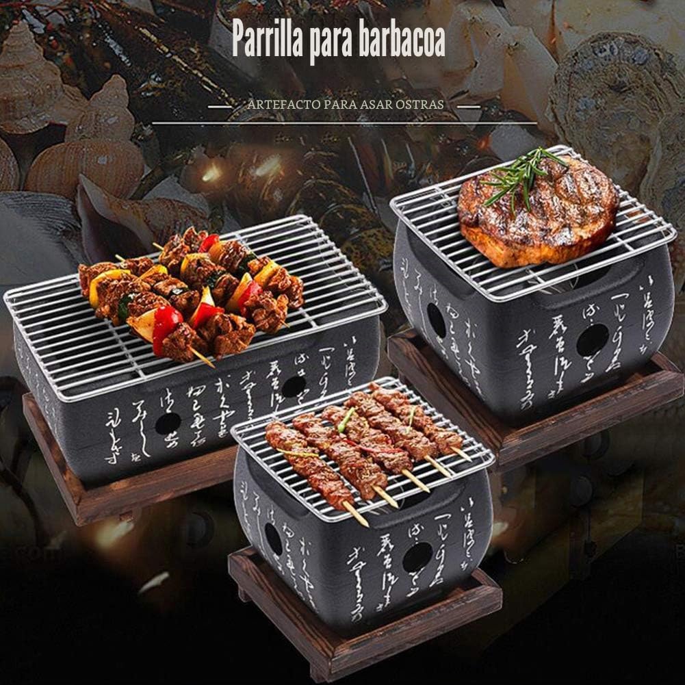 Faderr Mini-Grill, barbacoa de mesa japonesa, horno de cocina portátil para exteriores, para Yakiniku, Robata, Yakitori, Takoyaki y BBQ (Tamaño: 24 x 12,5 cm)