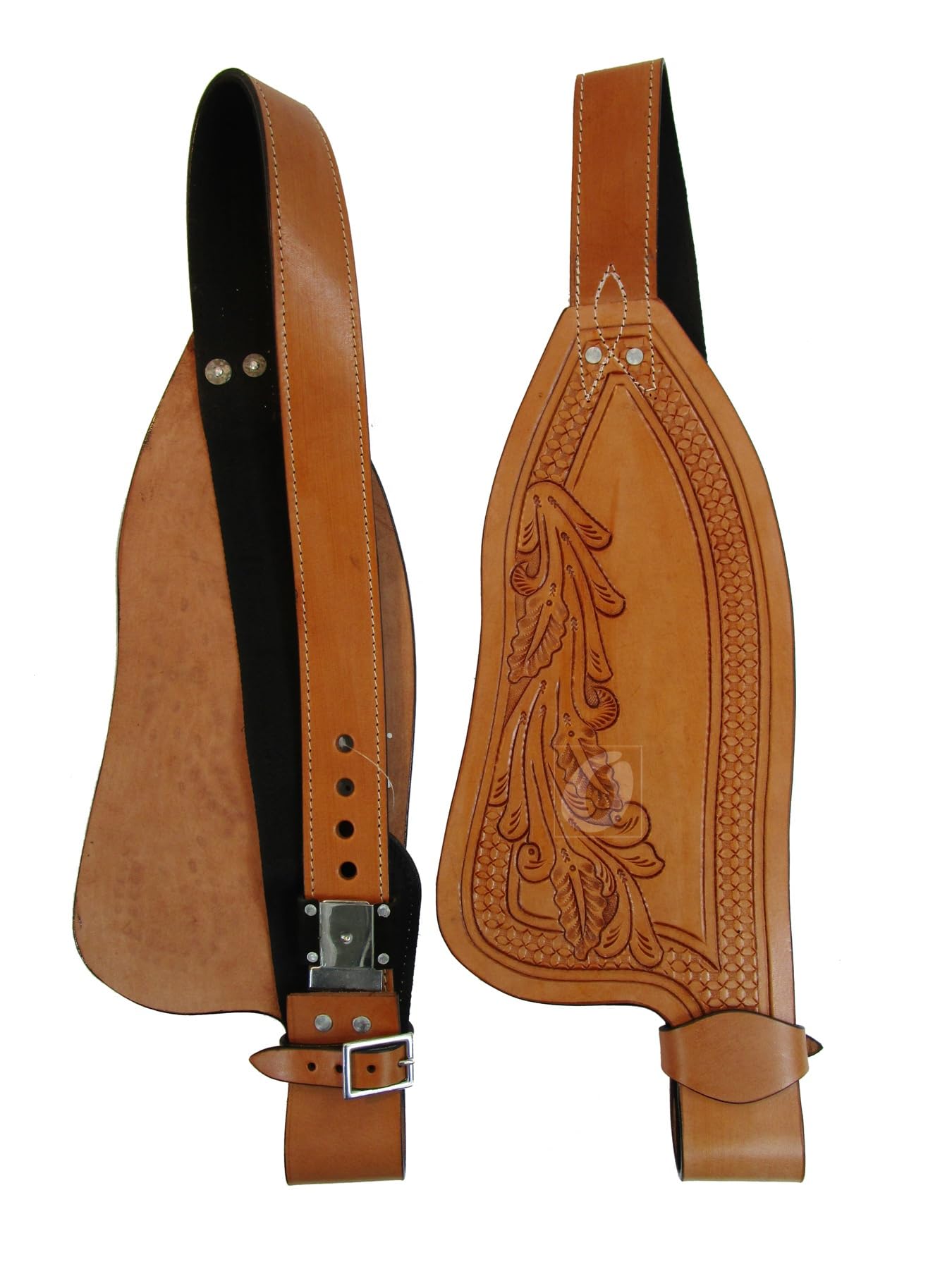 Rodeo Western Saddle Fender Ranch Tooled Leather Horse Pleasure Replacement Pair