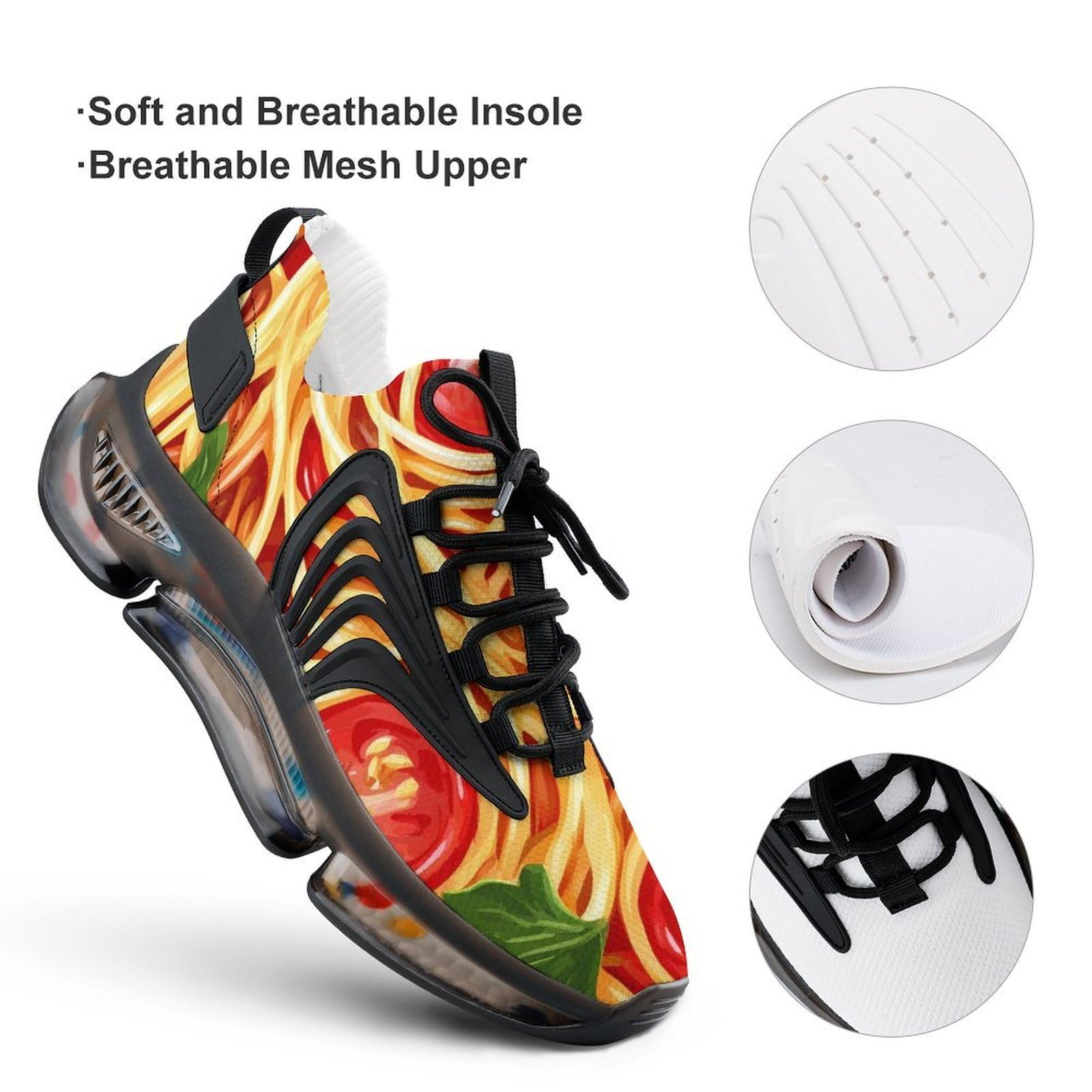 Spaghetti Pasta Noodles T-omato Salsa Uomini Scarpe Da Corsa Atletica Scarpe Da Ginnastica Walking Sneakers